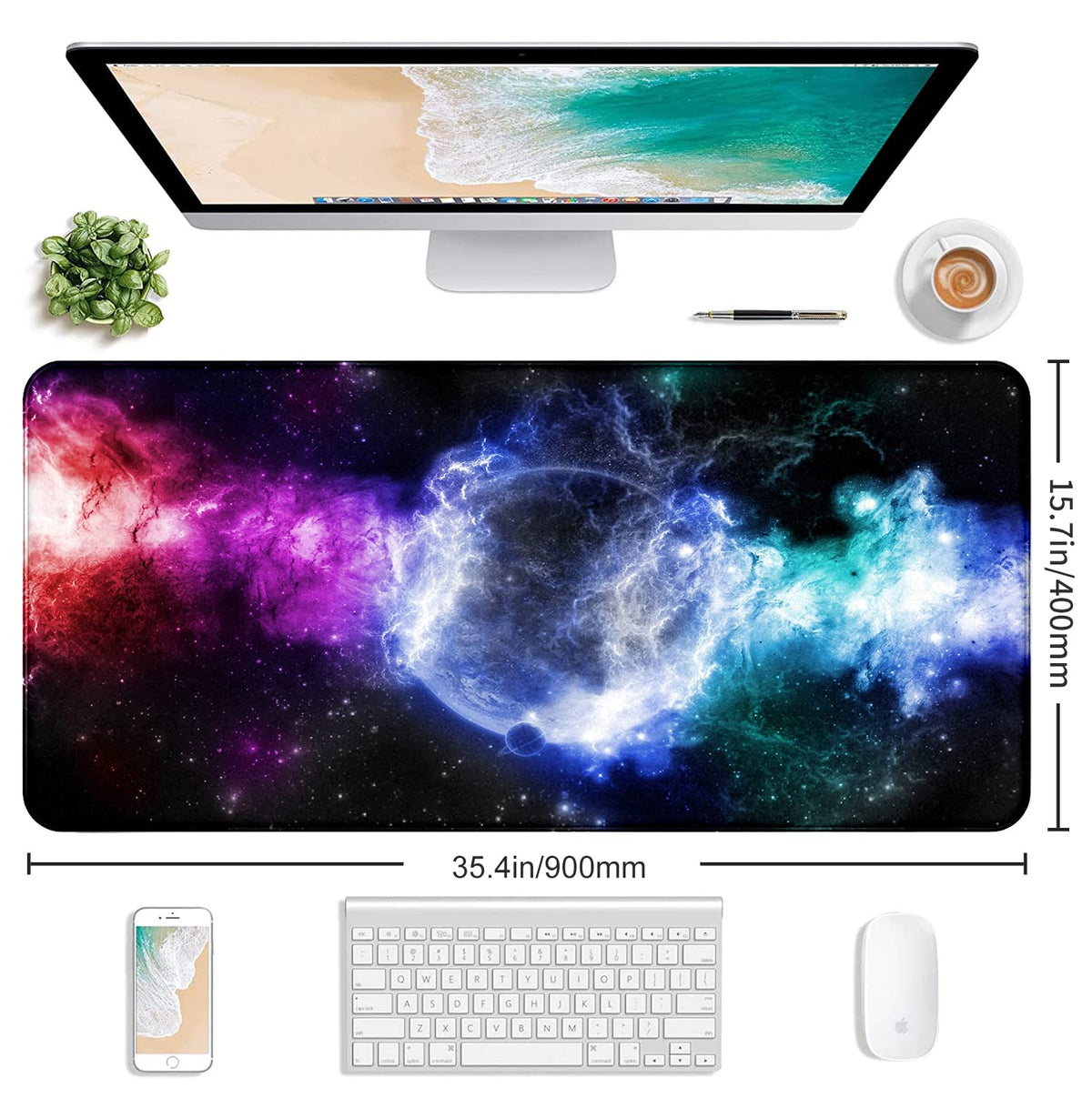 Large Extended Nebula Starry Sky Mouse Pad, Laptop and Home Office Desk Pad