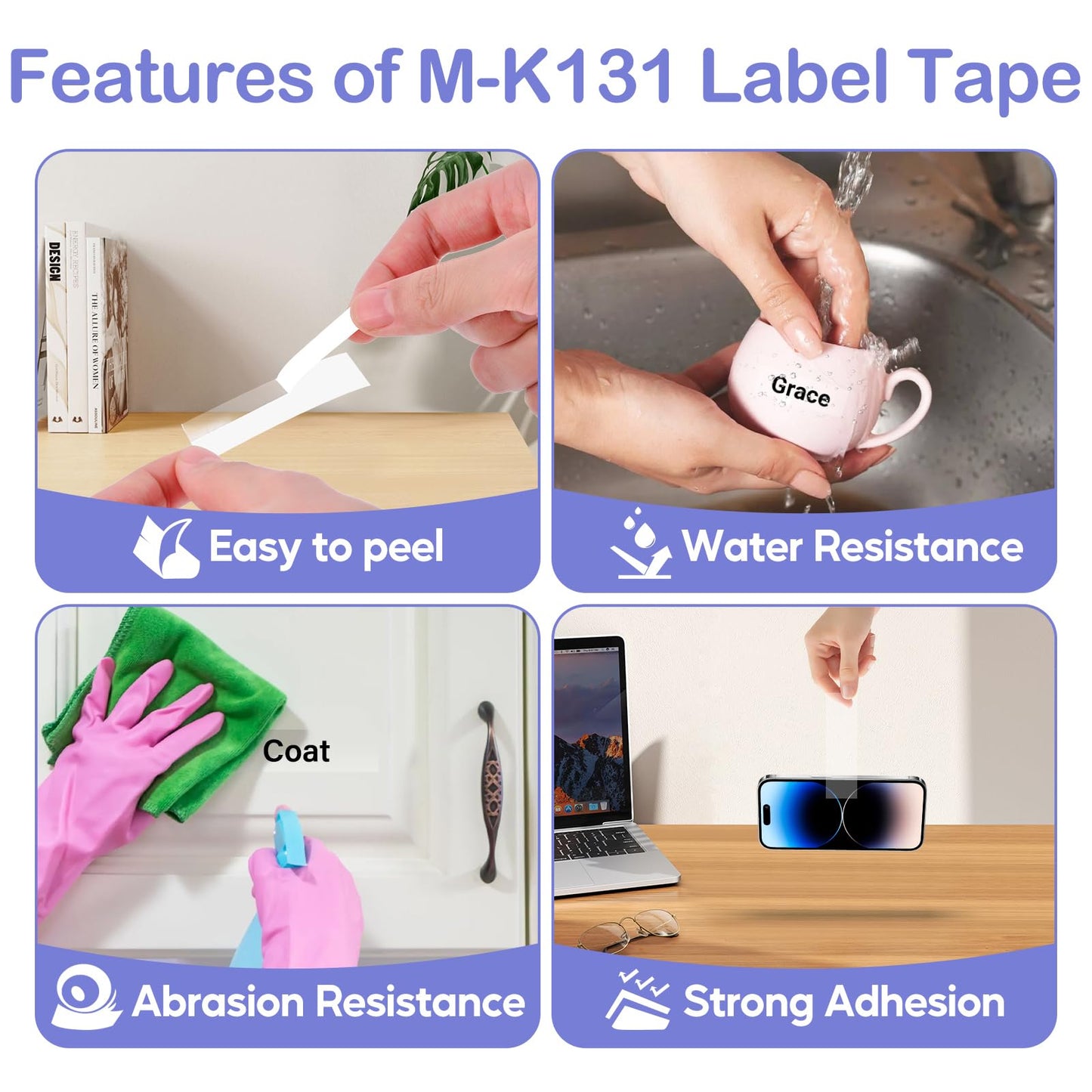 NineLeaf 4 Pack Compatible for Brother P-Touch M Tape M-K131 M-K131S MK131 M131 12mm 0.47'' Black