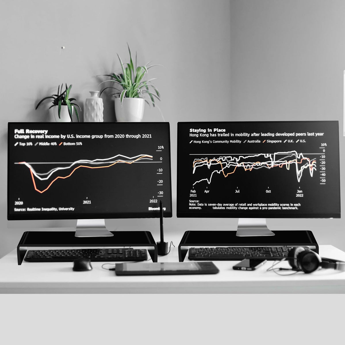 Jetec 2 Pcs Acrylic Monitor Stand Desktop Computer, Black, 20 x 8 x 3 Inch
