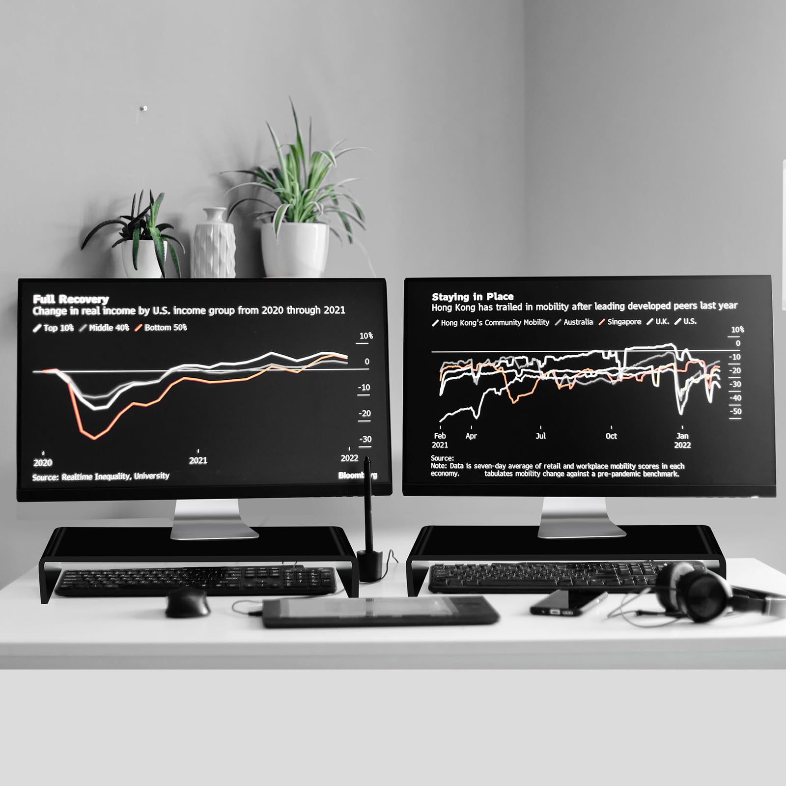 Jetec 2 Pcs Acrylic Monitor Stand Desktop Computer, Black, 20 x 8 x 3 Inch