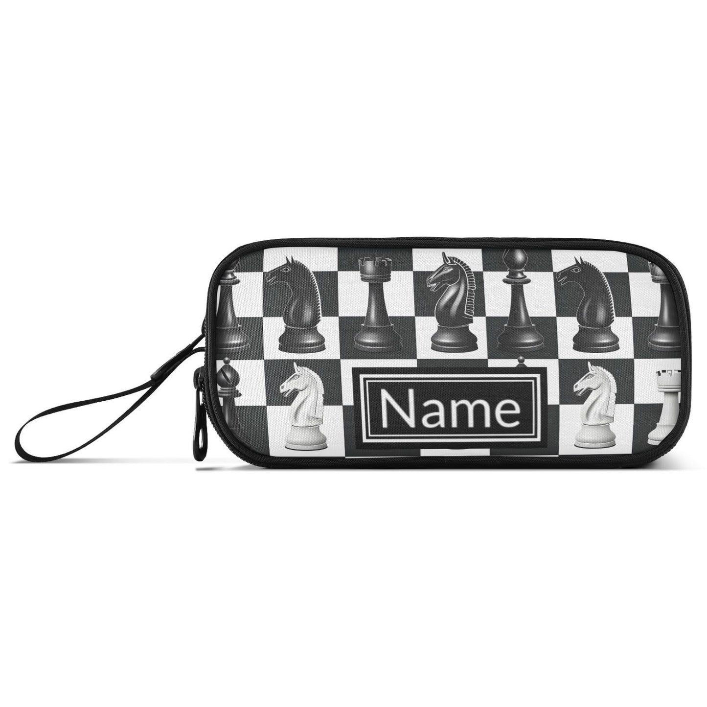 BOENLE Custom Chess Checkered Plaid Pencil Case Box Boys Girls Personalized Name Large Pencil Pouch