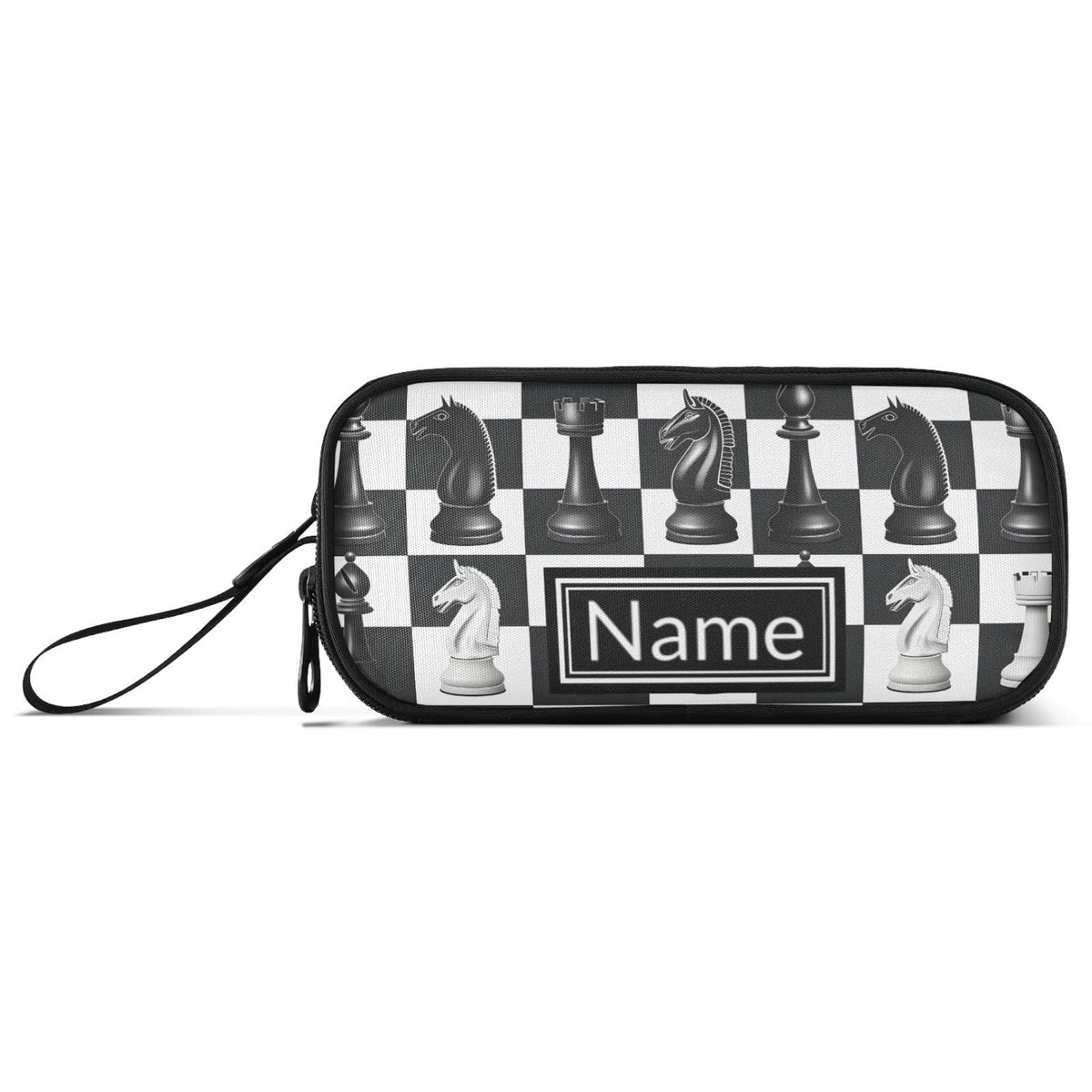 BOENLE Custom Chess Checkered Plaid Pencil Case Box Boys Girls Personalized Name Large Pencil Pouch