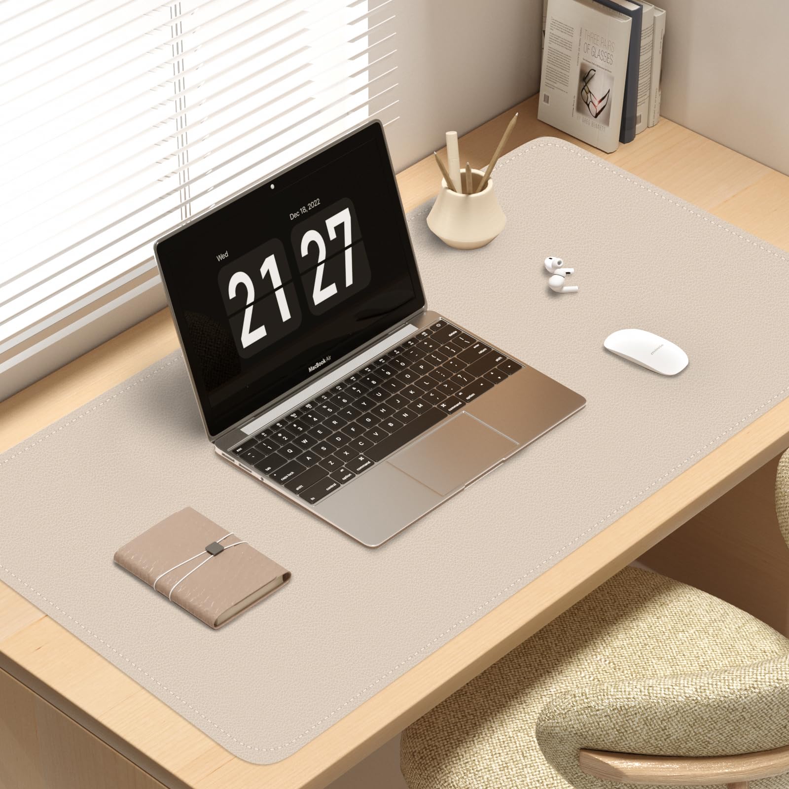 Dual-Sided Desk Mat, Large Pad, Waterproof Smooth PU Leather Blotter Protector, Mouse Pad, Desk