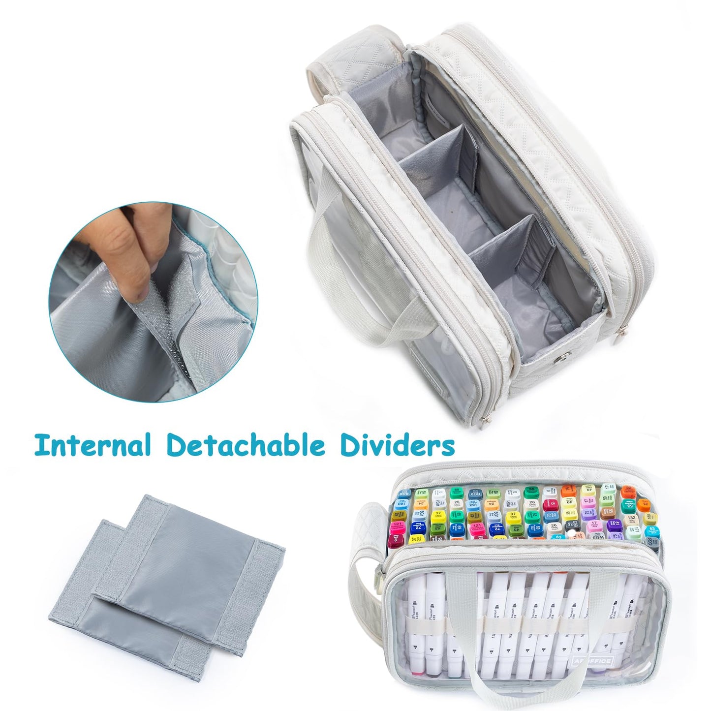 APOFFICE Marker Organizer Case – Holds 72-96Markers | Portable Art Marker Storage Bag with Clear