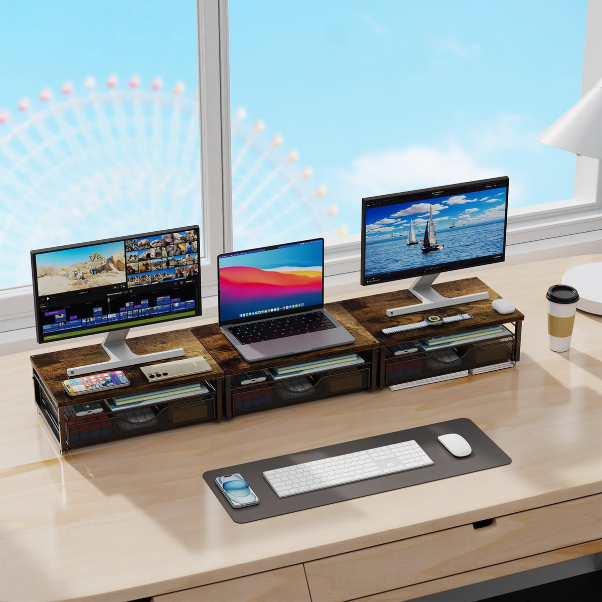 gianotter Computer Monitor Stand Riser with Drawer