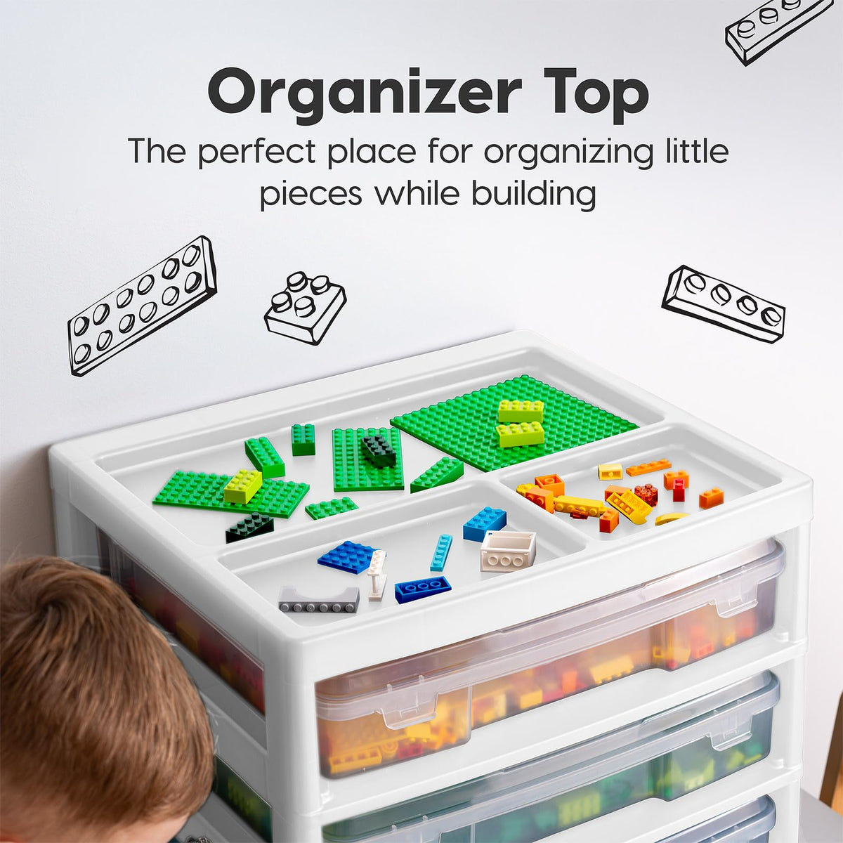 IRIS USA Desk Organizer |Made in USA| 3-Tier Cases - White/Clear