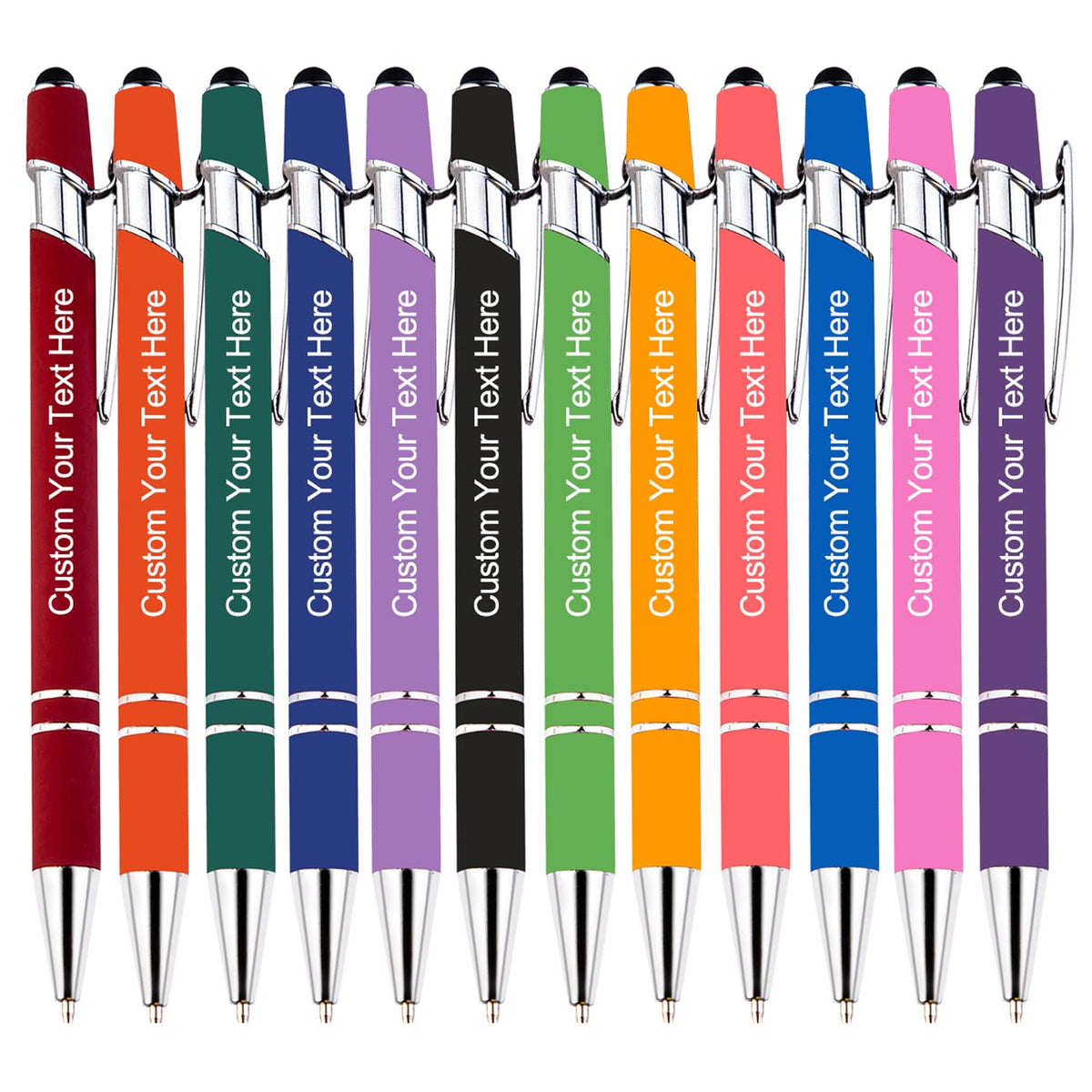 KOLOWKO Personalized 2-in-1 Ballpoint Pen & Stylus - Custom Text/Name/Message - Bulk Order Up to