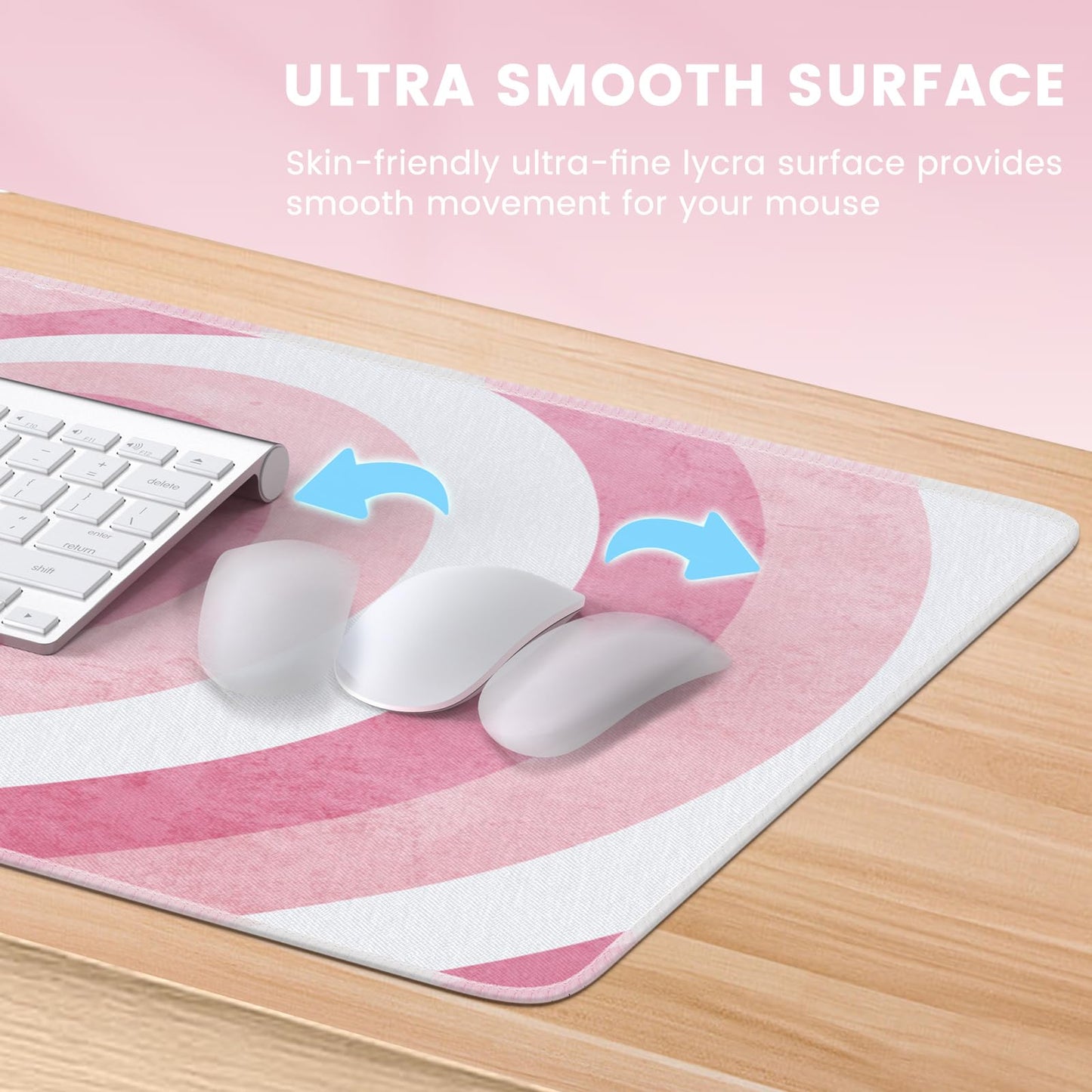 iLeadon Pink Desk Mat, Big Mouse Pad, XXL Extended Gaming Mouse Pad
