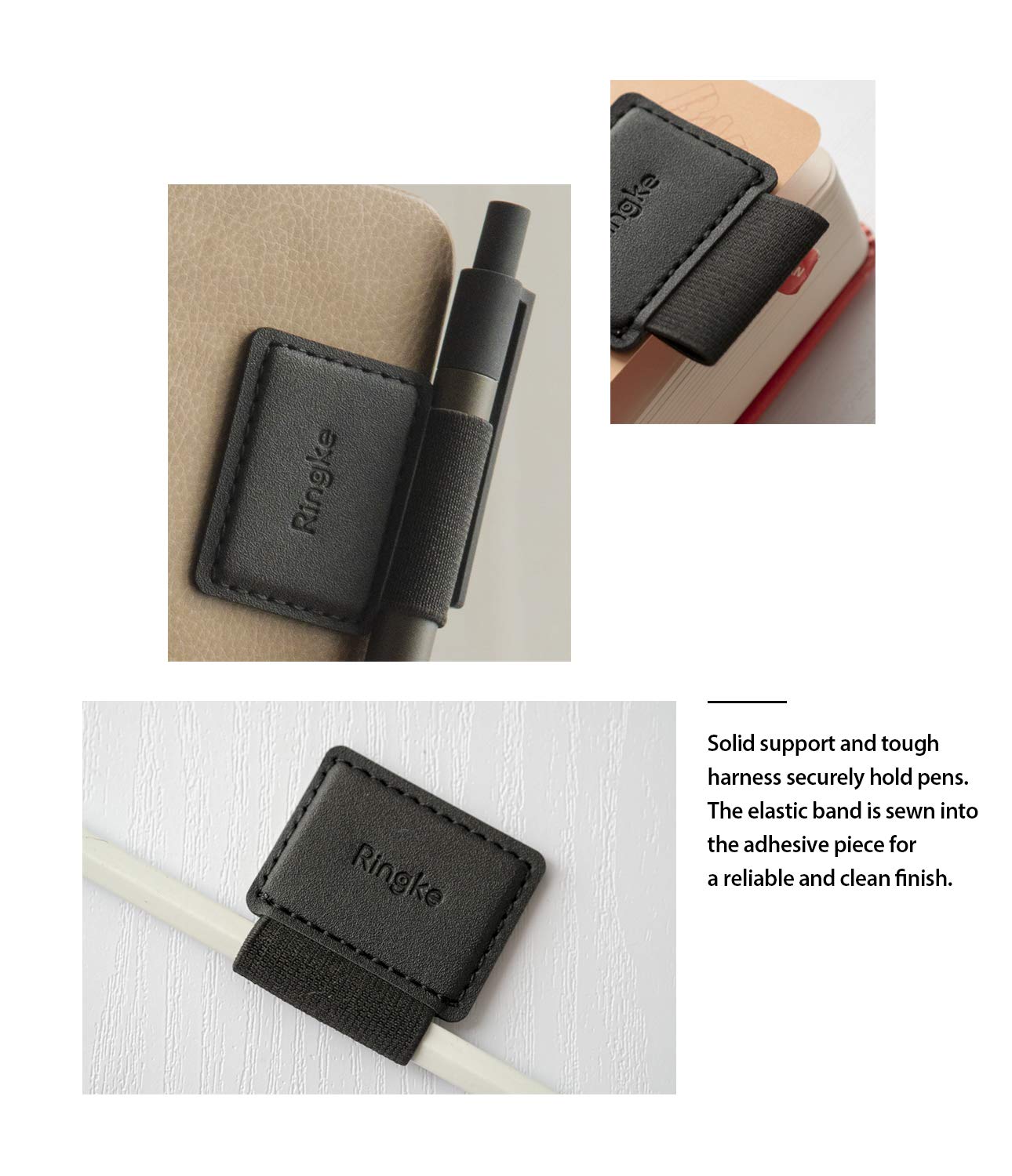 Ringke Pen Holder for Apple Pencil, Journal, Notebooks, and More - 3M Self Adhesive PU Leather