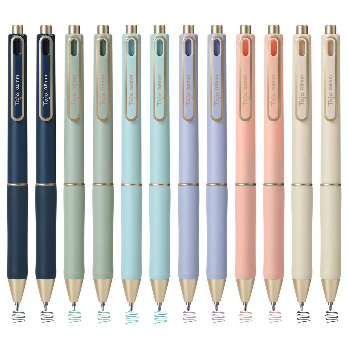 Taja Gel Pens, 12 Pcs Quick Dry Color Ink Pens, 0.5mm Fine Point, Pastel
