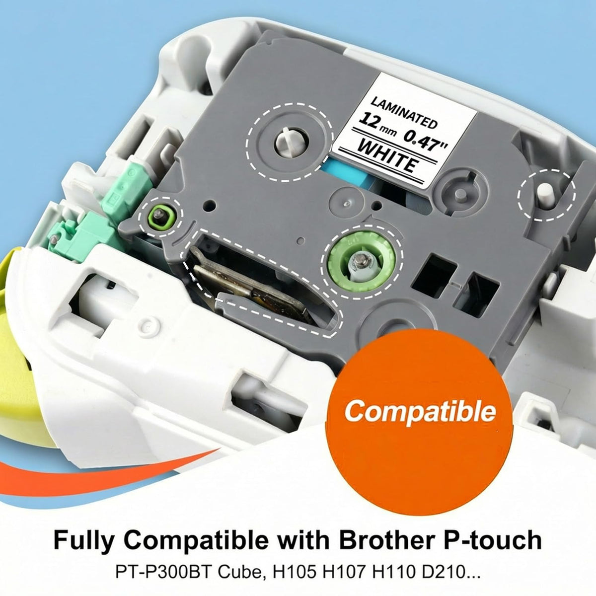 COLORTY 12mm Pastel Tape Replace for Brother P-Touch Label Maker Tape 0.47"