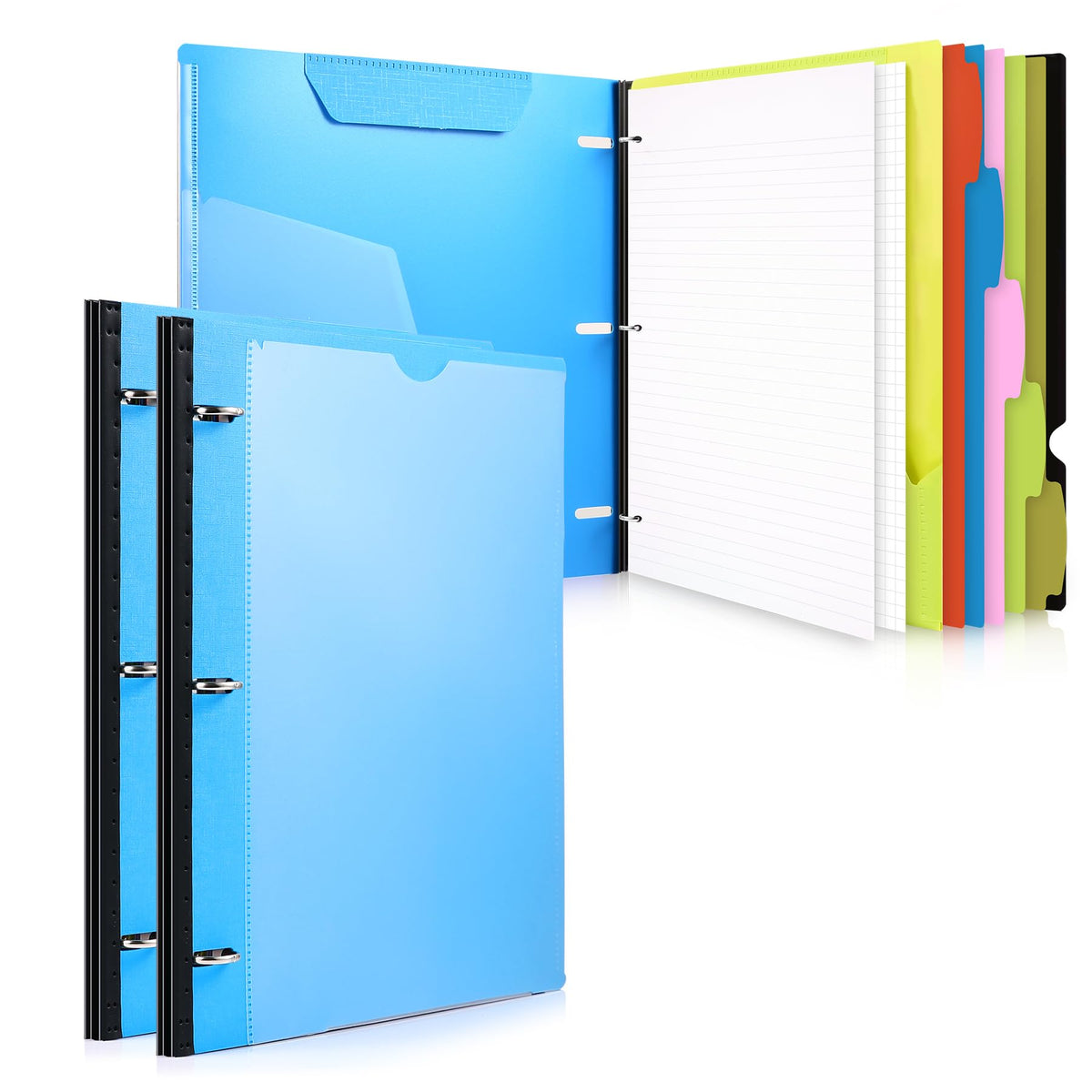 WOT I 2-Pack Telescoping 3 Ring Binder Notebooks, Blue