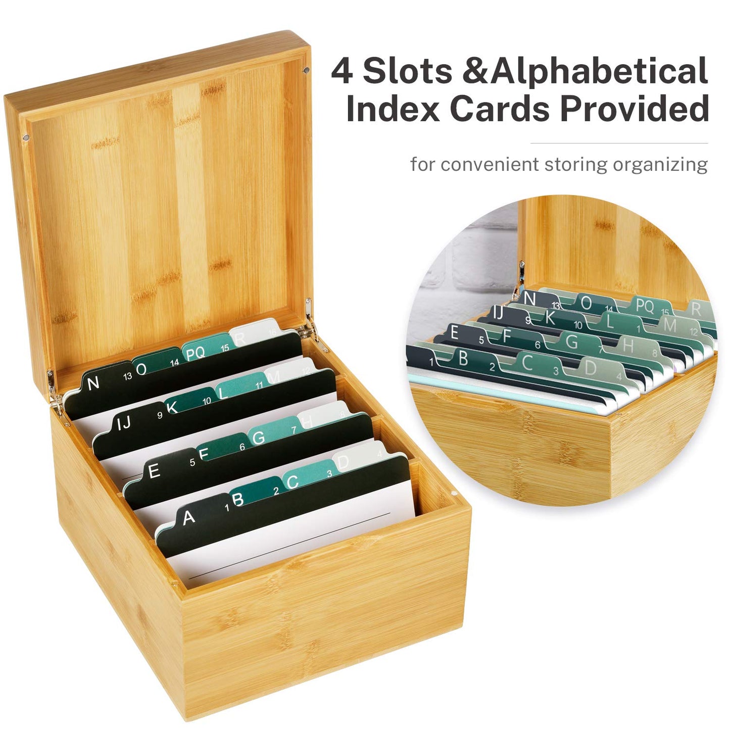 MaxGear Bamboo Business Card Organizer for 5" x 8" Cards