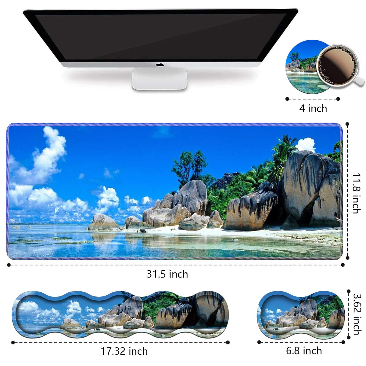 Ergonomic Keyboard Wrist Rest & Mouse Pad Wrist Rest Set, Large XXL Gaming Desk Mat 31.5"x