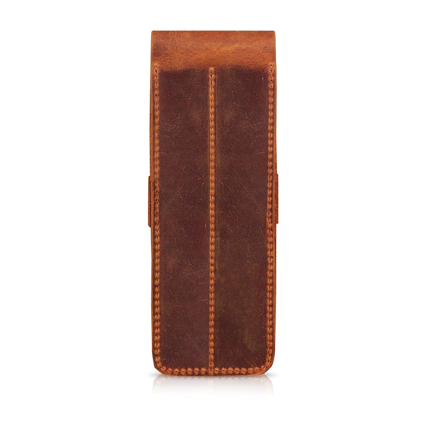 Londo Genuine Leather Pen and Pencil Case with Tuck in Flap, Stationery Bag - Two compartment