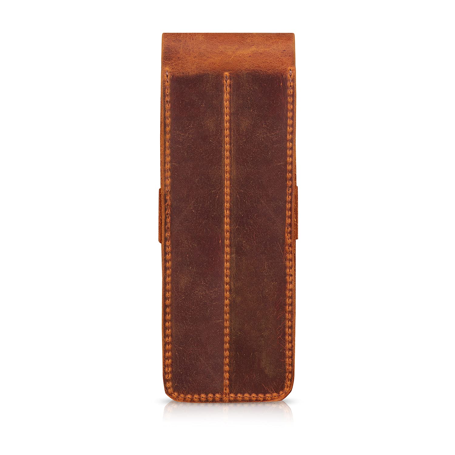 Londo Genuine Leather Pen and Pencil Case with Tuck in Flap, Stationery Bag - Two compartment