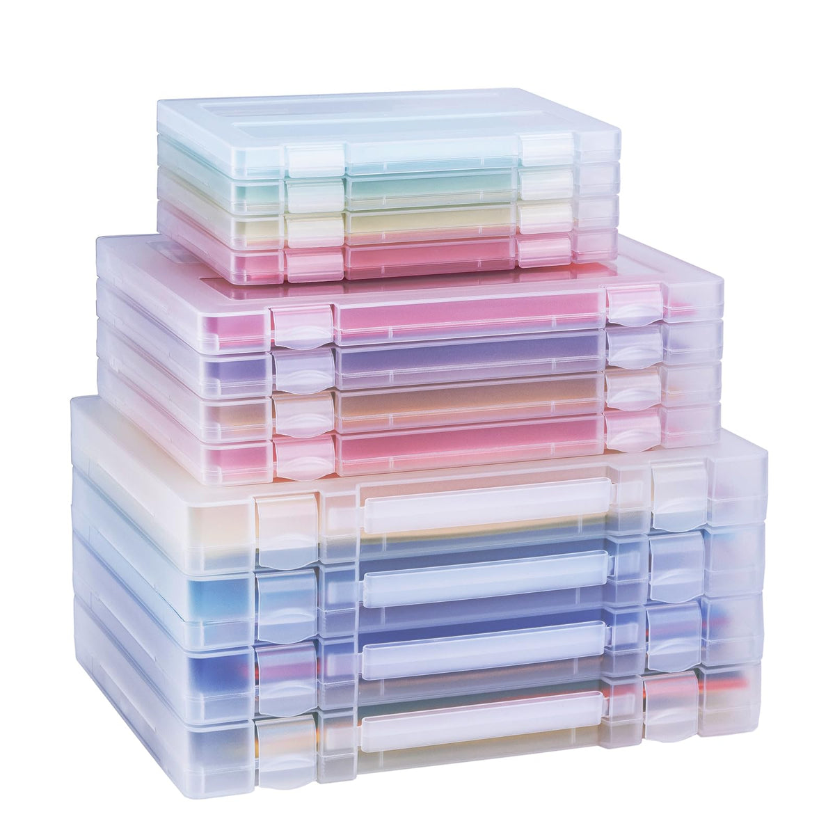 12 Packs Storage Boxes, 8.5 x 11 Plastic Portable Project Case for US letter Size and A4 paper