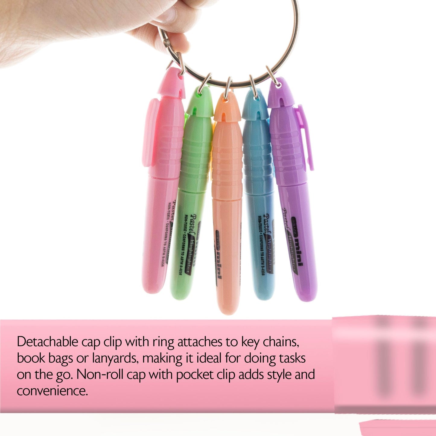BAZIC PRODUCTS Mini Pastel Highlighters, Chisel Tip, 5 Count, 24-Box
