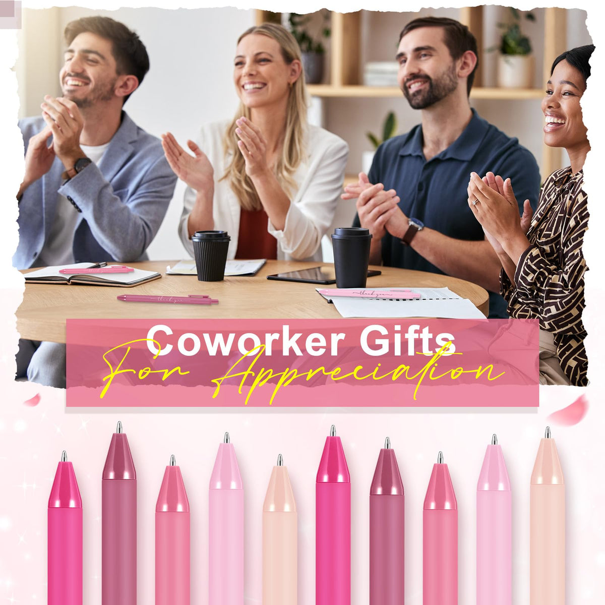 Dispowreath 50 Pcs Thank You Pen Bulk Cute Server Ballpoint, Pink