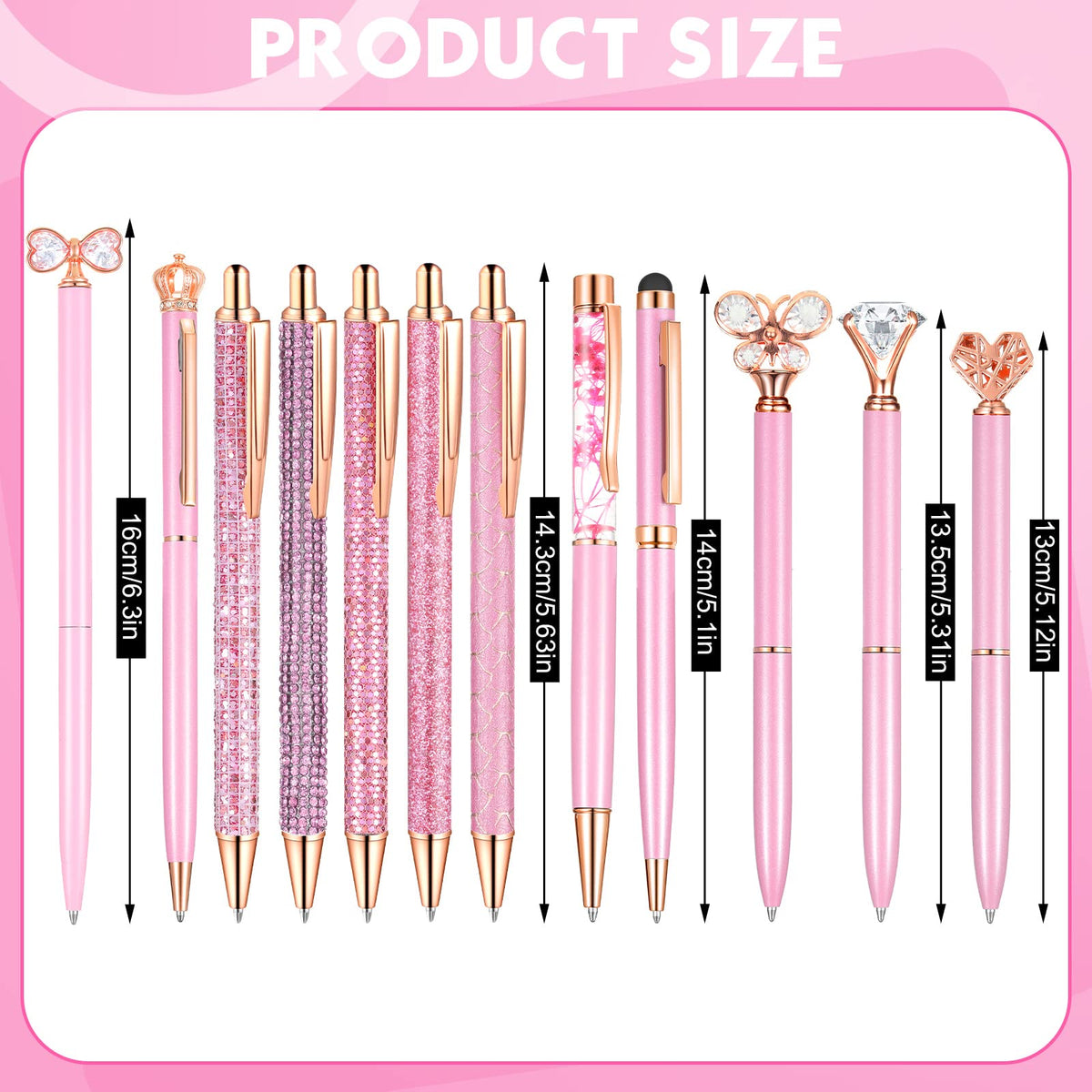 12 Pcs Diamond Pens Metal Liquid Sand Glitter Cute Ballpoint Pen Set Girly Crystal Pen Women