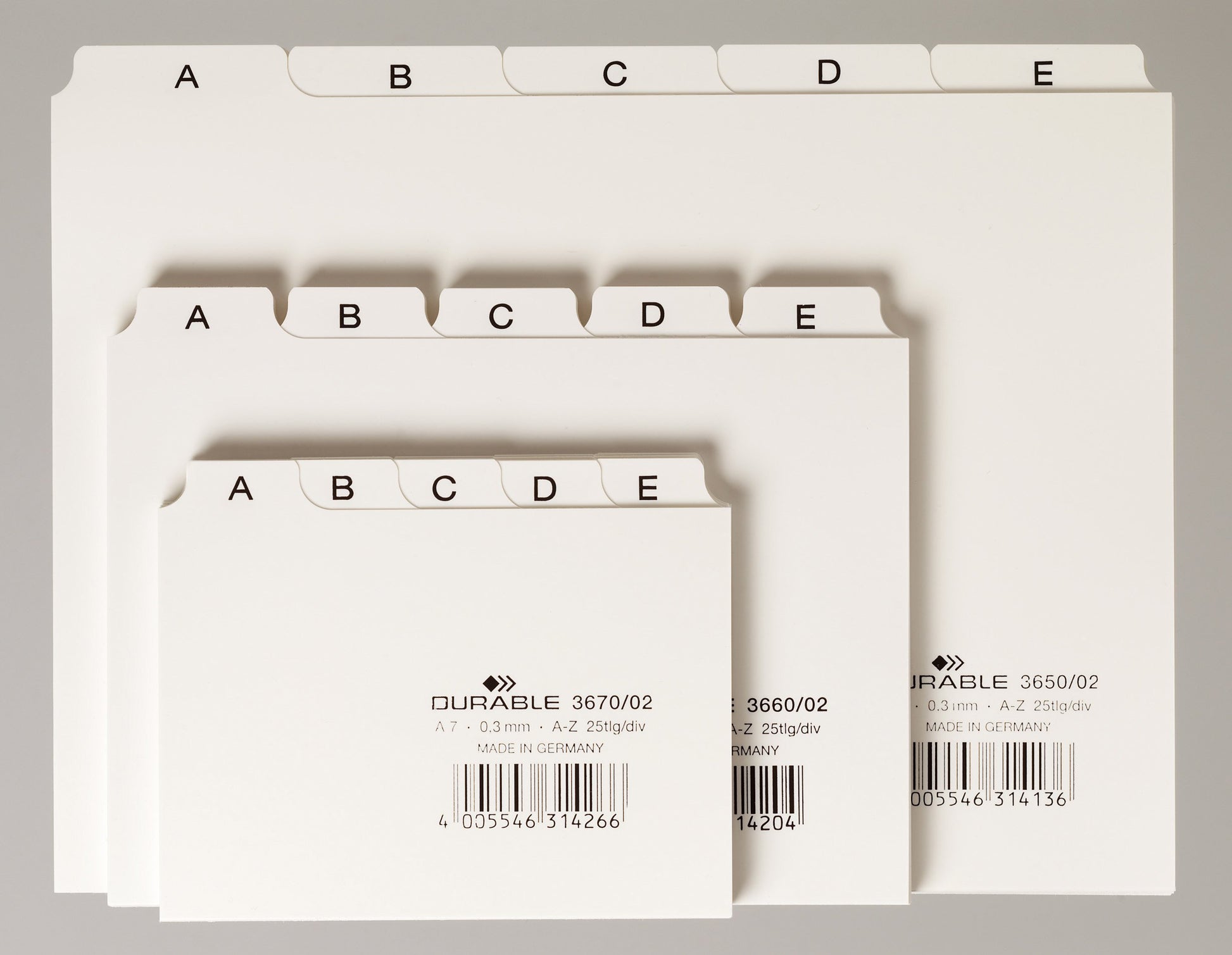 Durable Index Card Set A5, Printed A-Z Tabs, White, PVC
