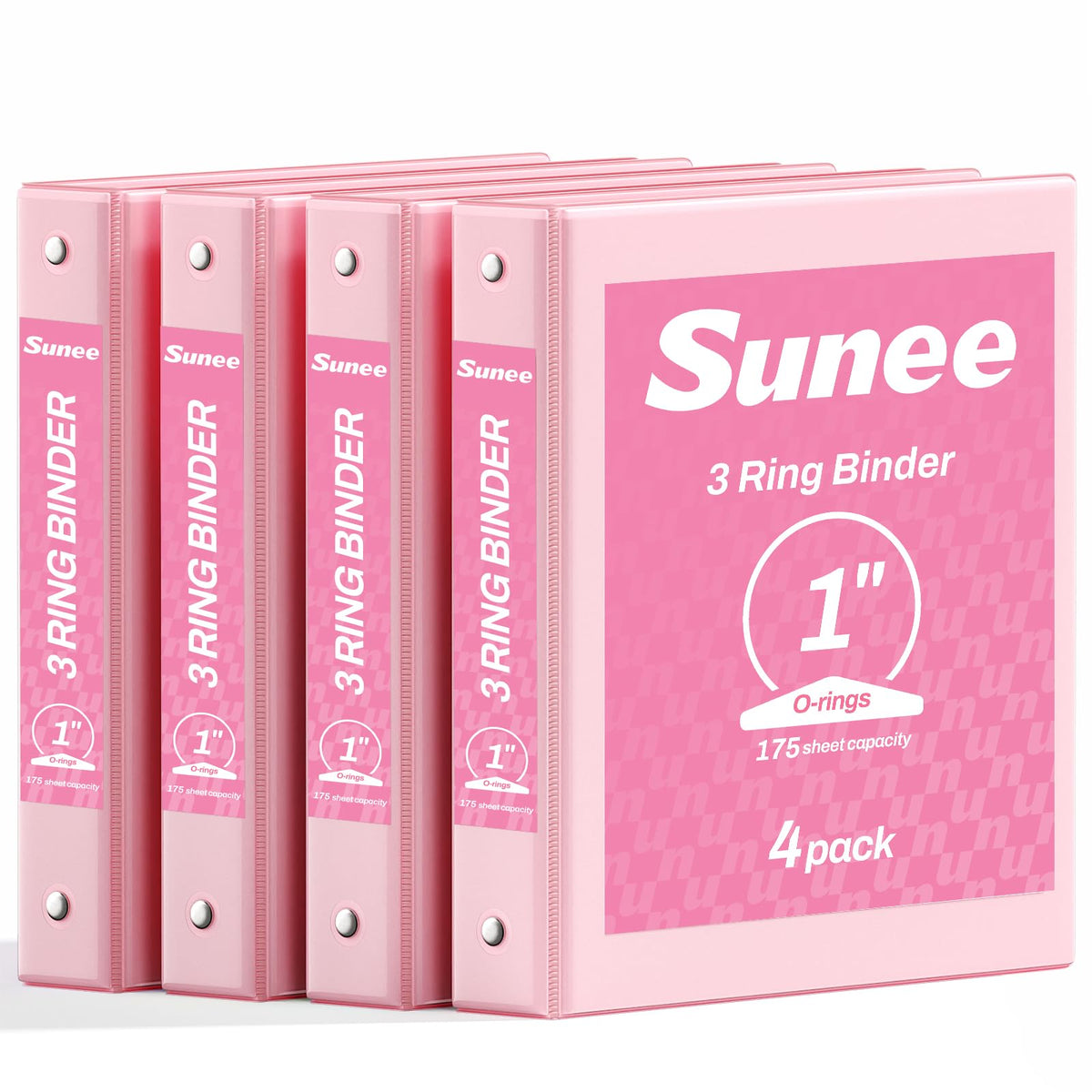 SUNEE 3 Ring Binder 1 Inch 4 Pack, Clear View 1" Binders Three Ring PVC-Free (Fit 8.5x11 Inches)