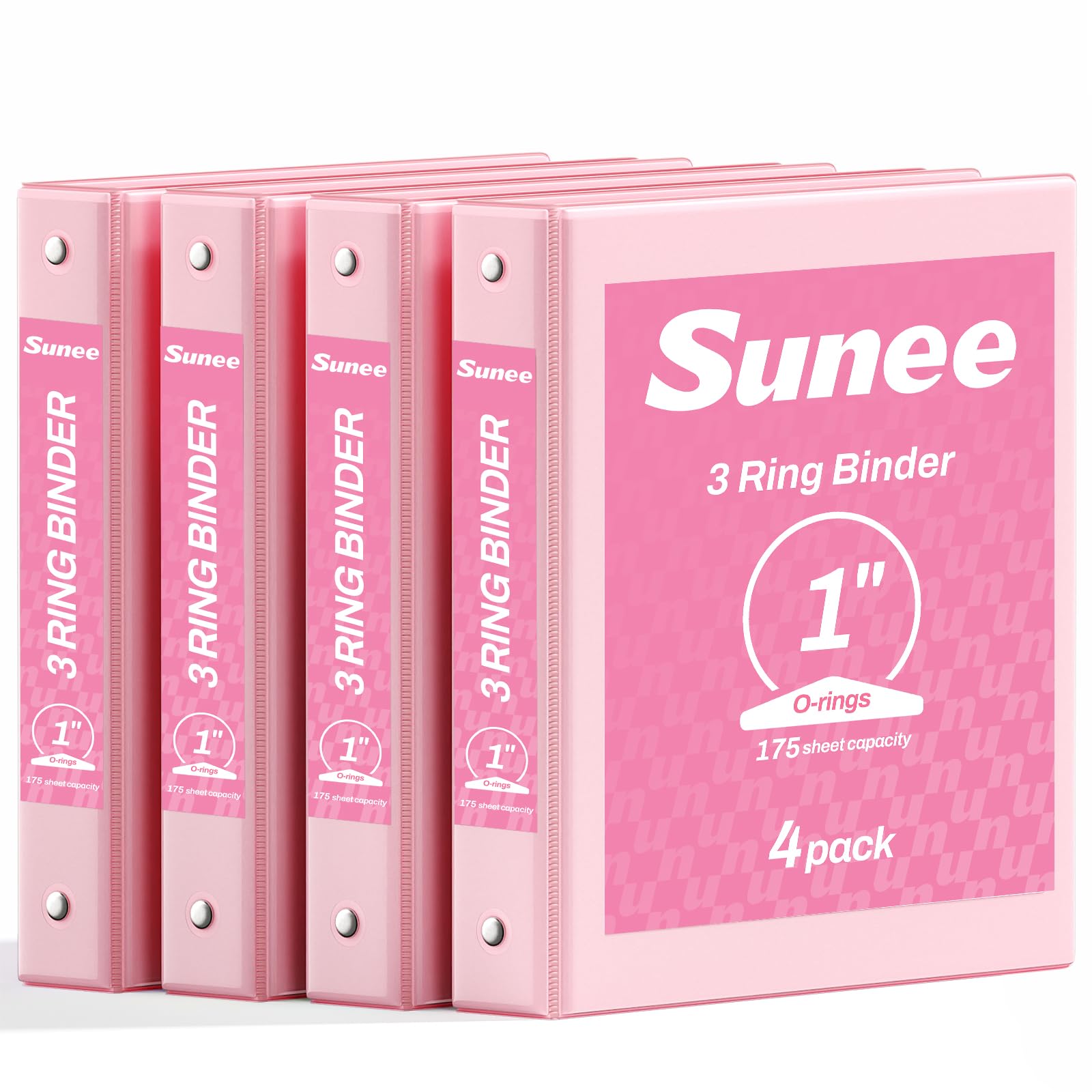 SUNEE 3 Ring Binder 1 Inch 4 Pack, Clear View 1" Binders Three Ring PVC-Free (Fit 8.5x11 Inches)