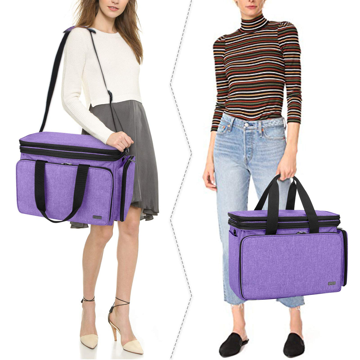 LUXJA Portable Yarn Knitting Storage Tote Bag, Purple
