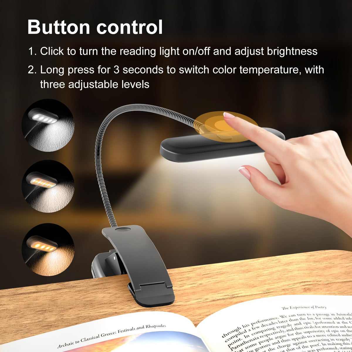 HUMANCOZY Reading Book Pillow Stand with 3-Color Adjustable Light