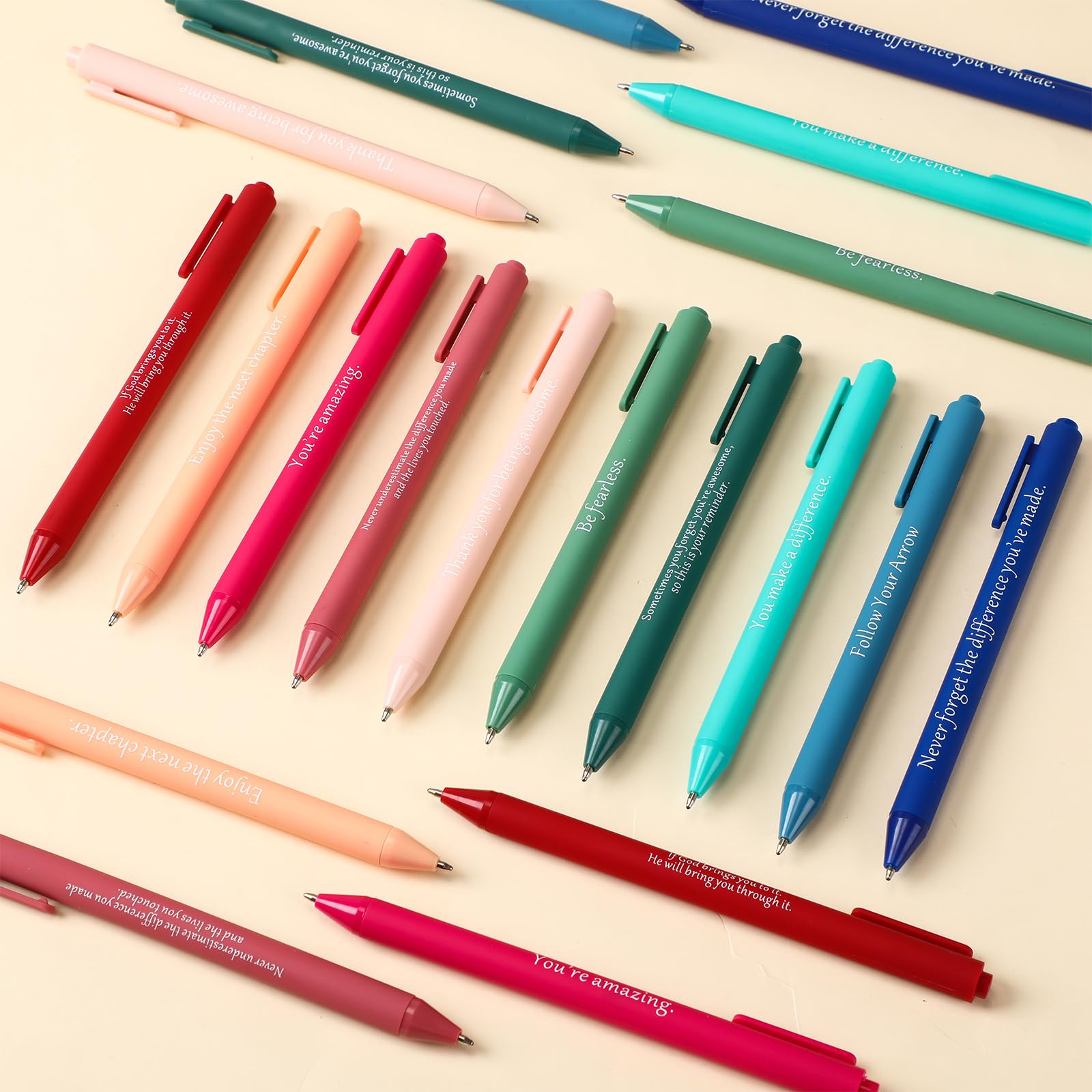 Teling 100 Pcs Inspirational Pens Bulk, Bright Colors, Classic Style
