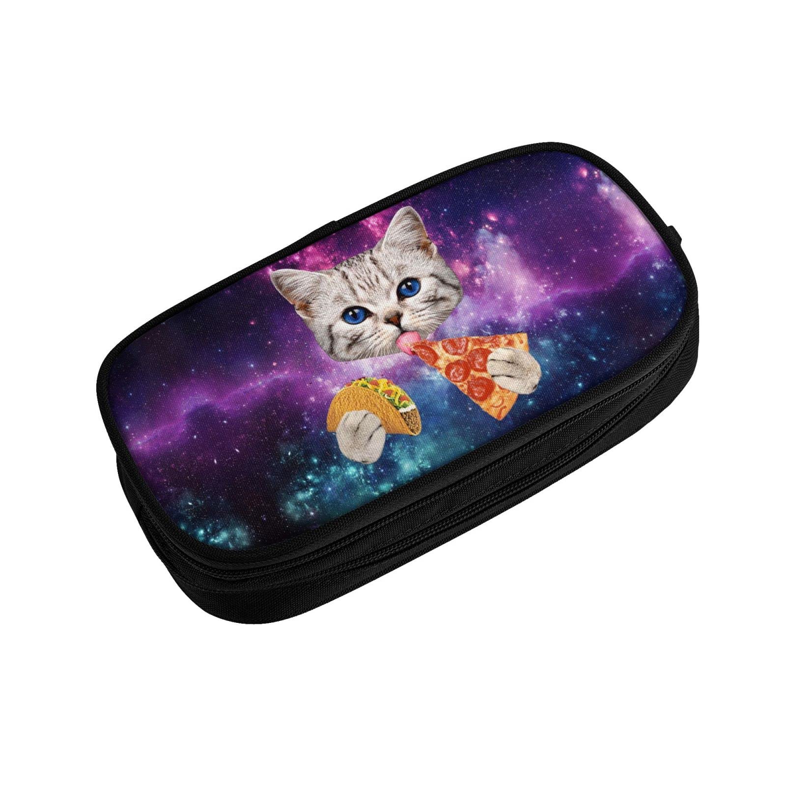 YETTA YANG Galaxy Cat Pizza Taco Funny Pencil Box Case for Pen Holders Office Supplies Big Capacity