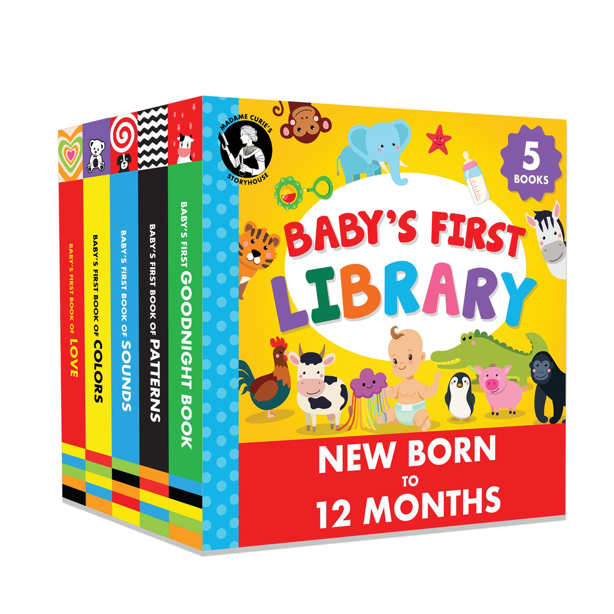 Madame Curie’s Baby's First Library Set of 5 | Baby Toys, for 0-3-6 Months, 0 to 1 Year Old