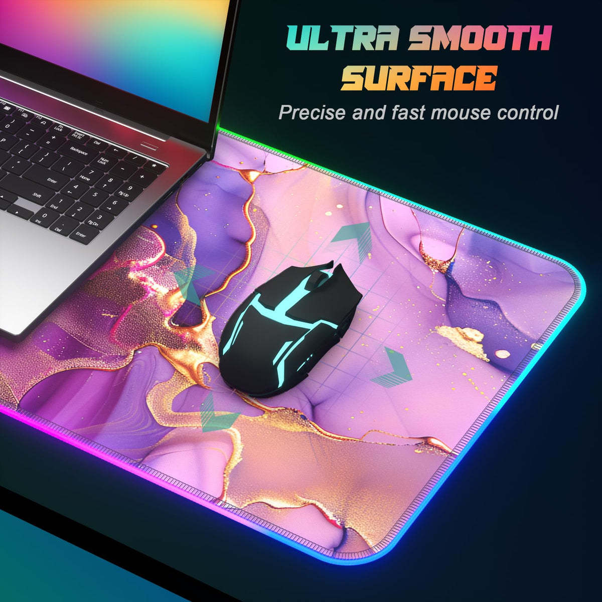 ITNRSIIET RGB Gaming Mouse Pad, Full Desk XL Extended Large Gaming Mousepad, 12 Lighting Modes 30%