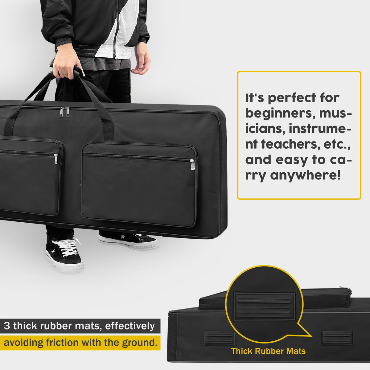XIDIHF 88 Key Keyboard Case 53.9''x7.1''x14.6'', Portable Padded Piano Bag Keyboard Gig Bag with