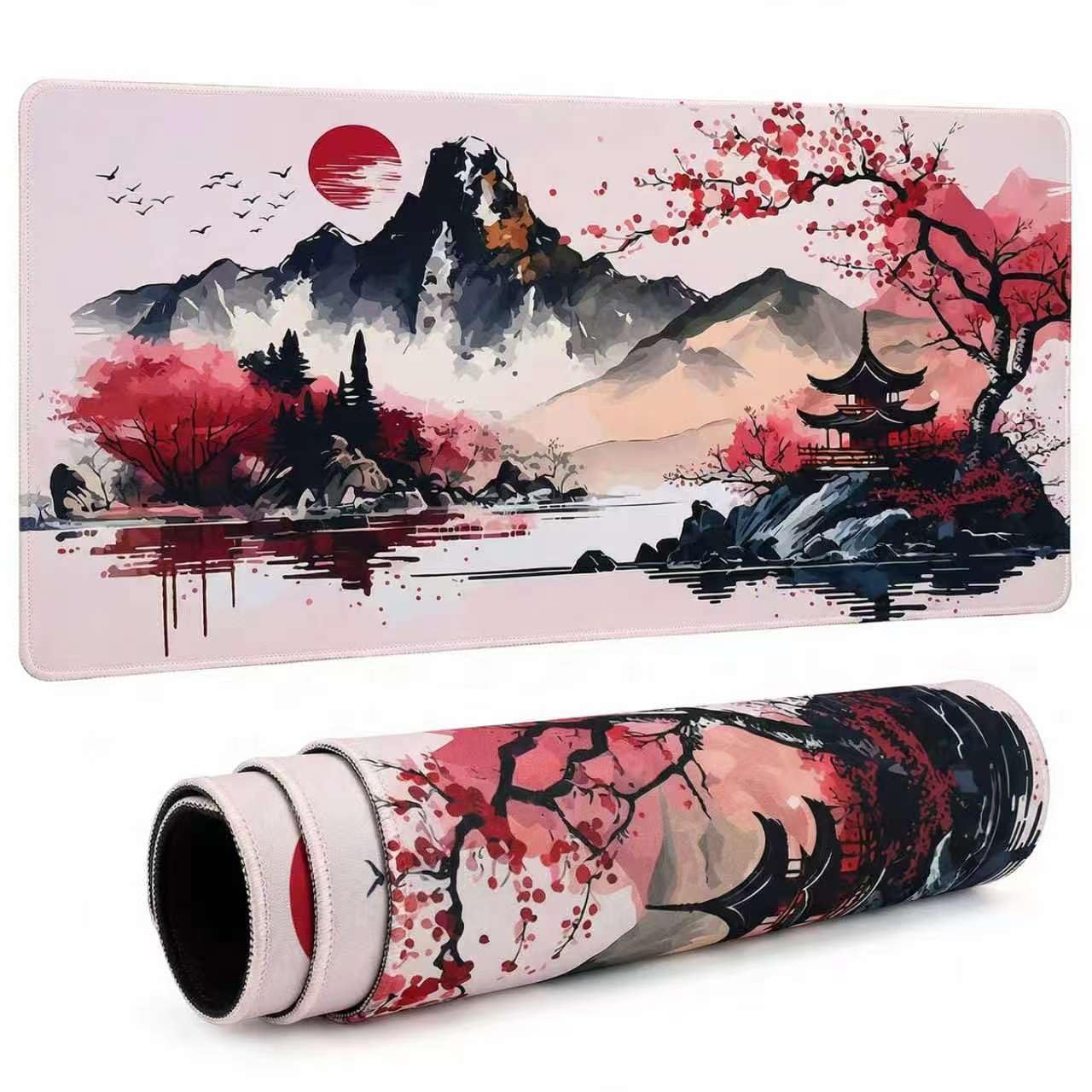 Japanese Cherry Blossom Gaming Mouse Pad 31.5x15.7x0.16inches Desk Mat