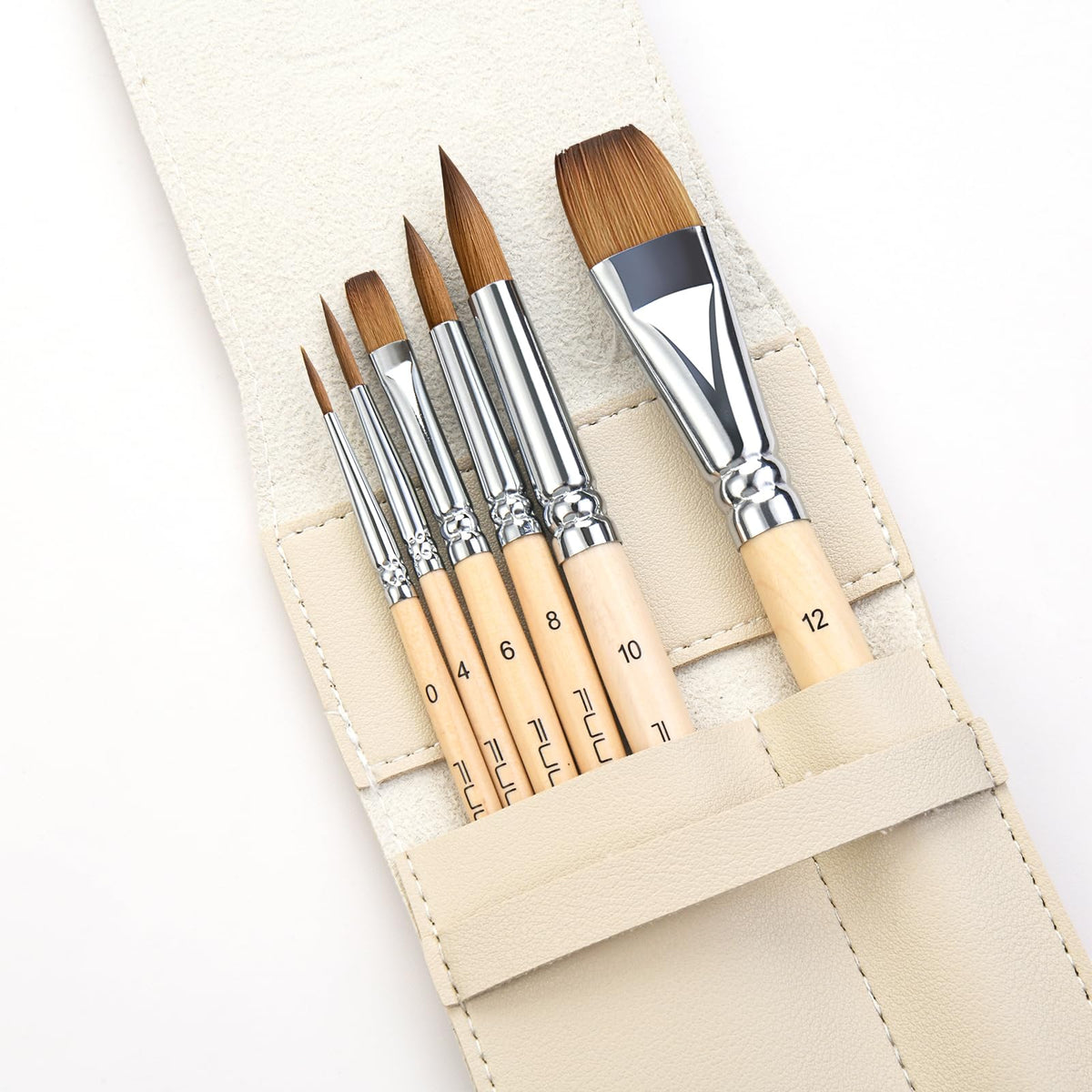 Sable Travel Watercolor Brushes, Fuumuui 6pcs Kolinsky Sable Watercolor Travel Brushes with Short
