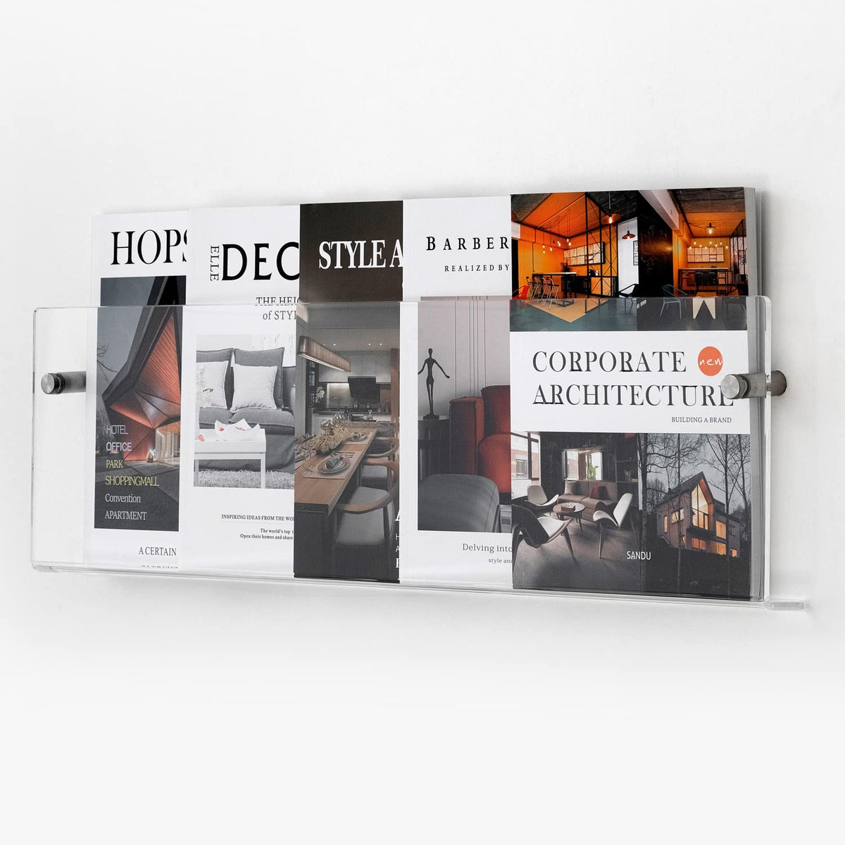 XOHYW Clear Acrylic Brochure Holder Wall Mount 3 Tier, Hanging Bookshelf Magazine Rack Literature
