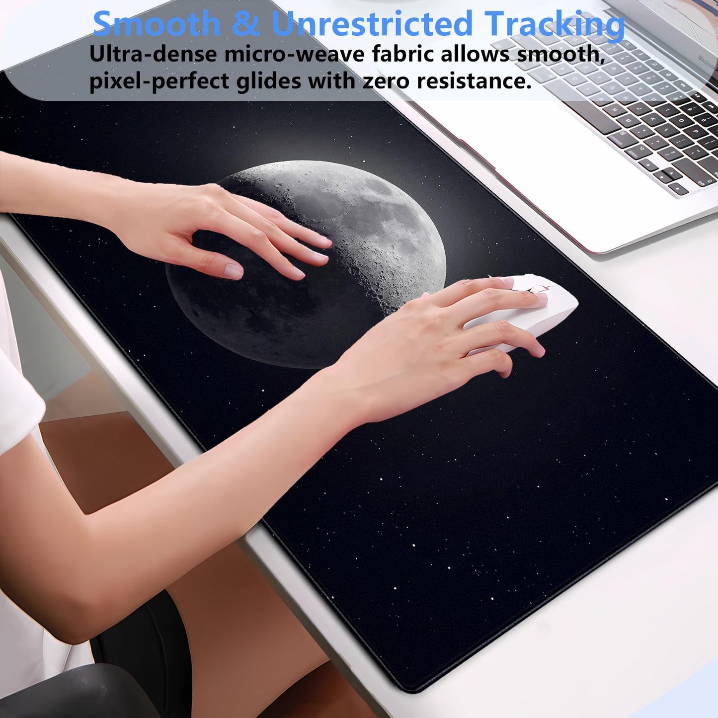 Black Moon Desk Mat, Astronomy XXL Large Gaming Mouse Pad 31.5x15.7 in