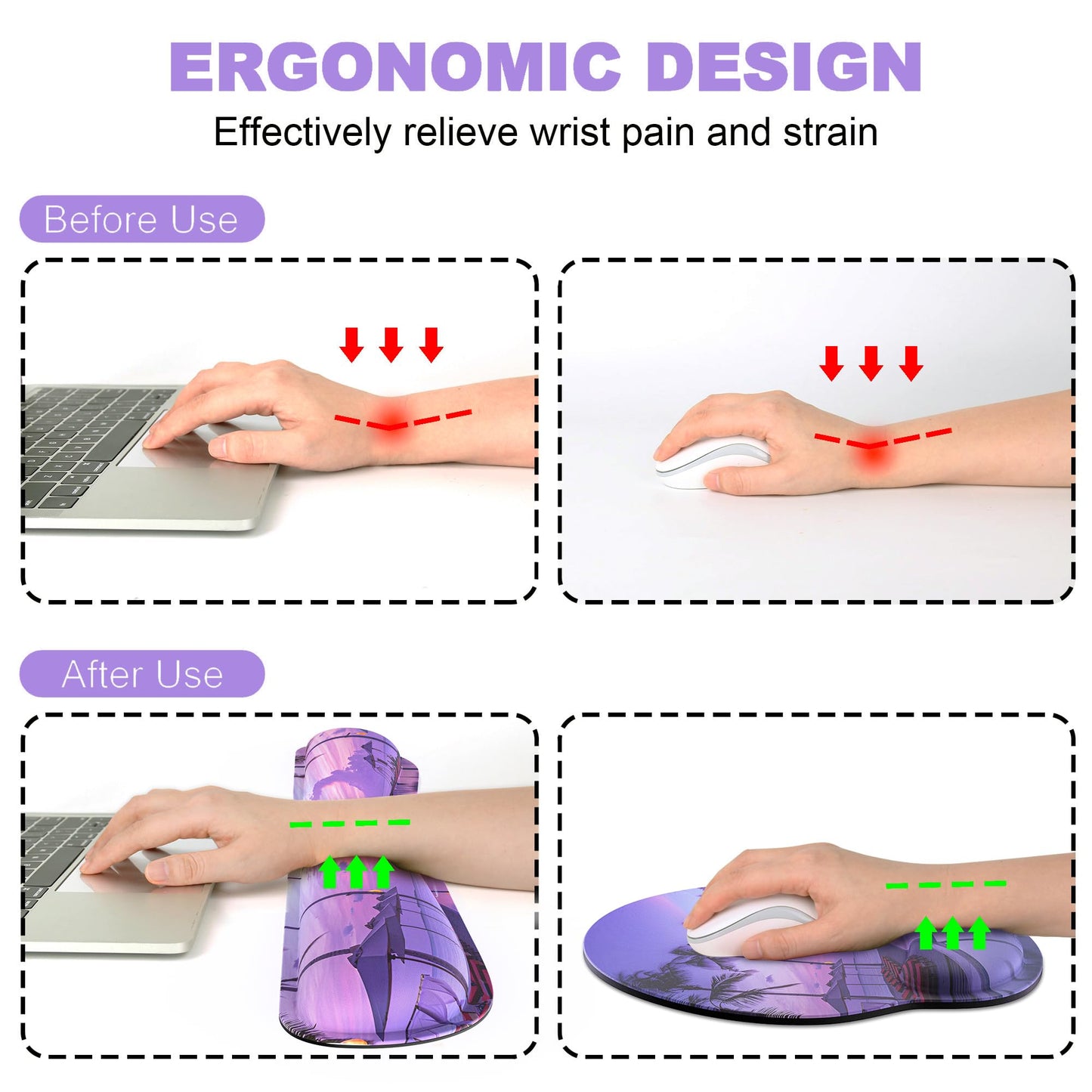 Ergonomic Mouse Pad with Wrist Rest and Keyboard Wrist Rest, Mousepad