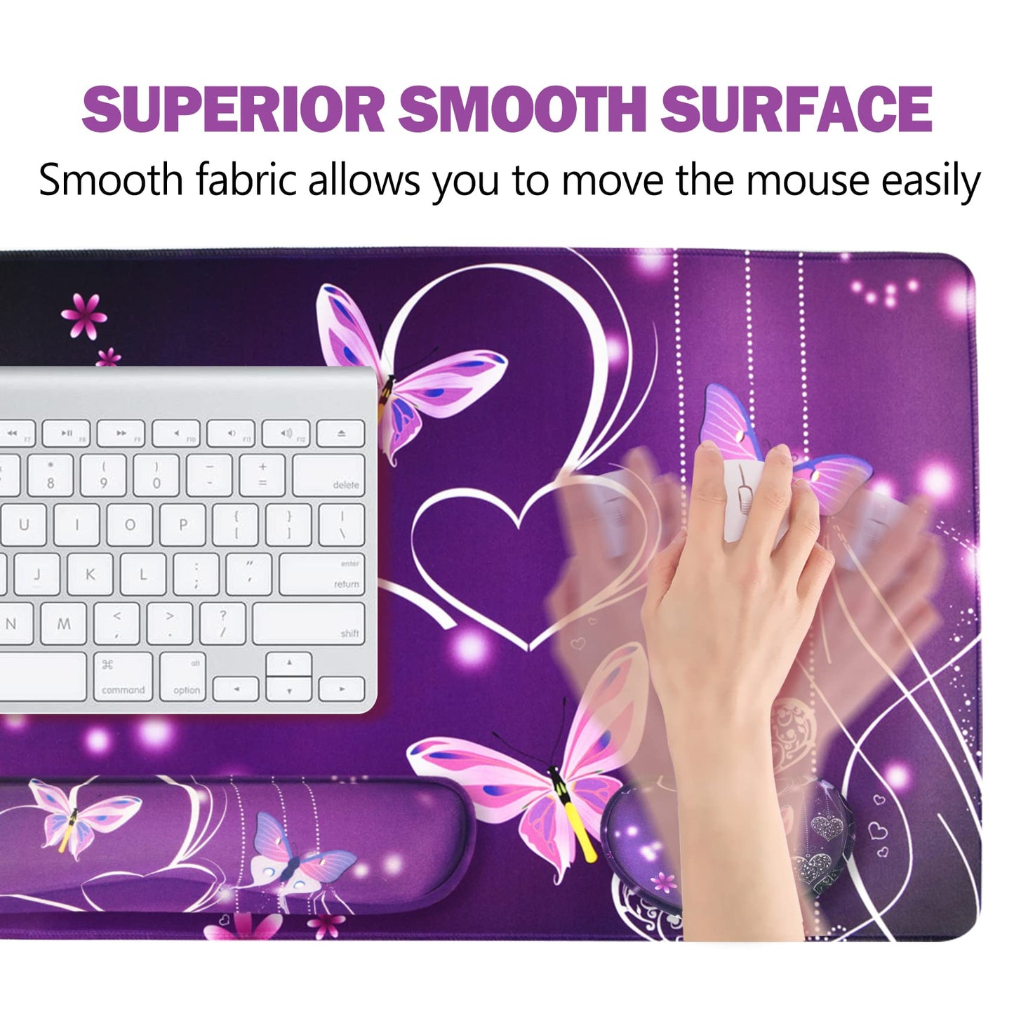ARTSO Large Gaming Mouse Pad, Keyboard Wrist Rest Pad & Wrist Support Mousepad Set, Stitched Edge