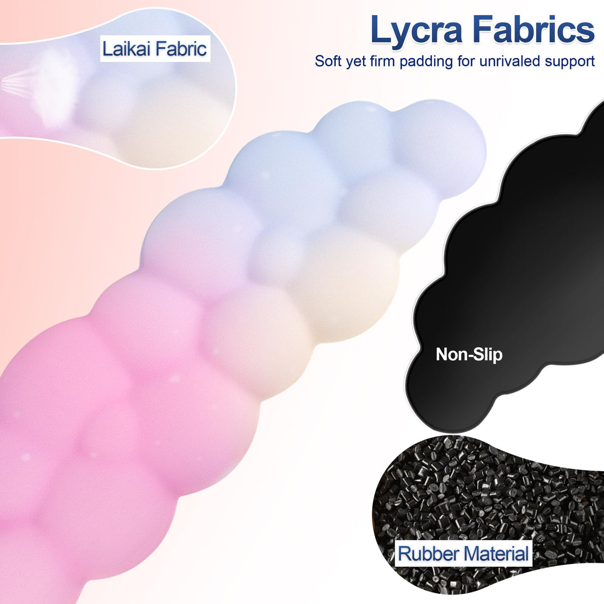 LJYZMD Silky Cloud Wrist Rest Set for Keyboard & Mouse, 16.9", Colorful