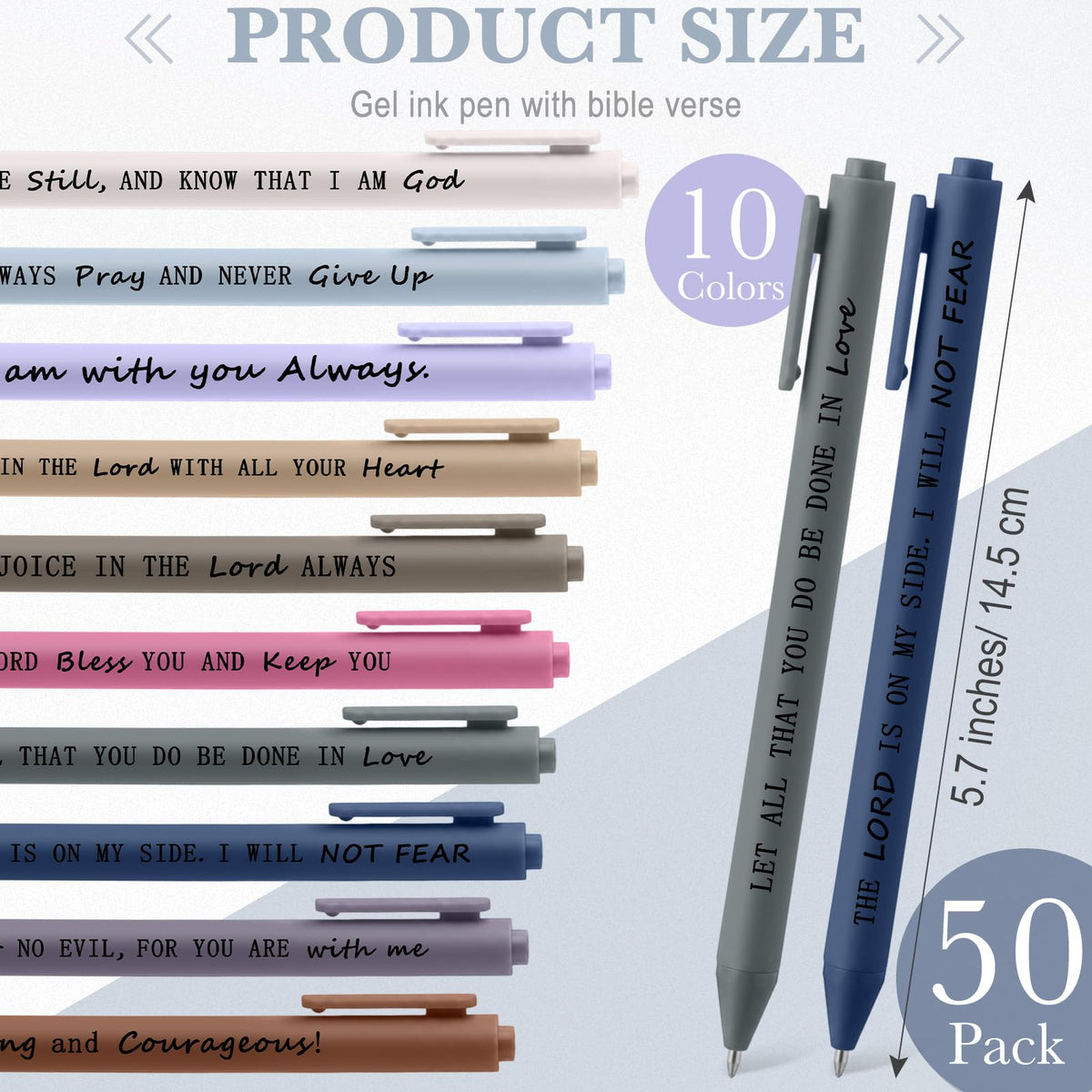 Crtiin 50 Pcs Inspirational Pens Bulk Light Hues, Christian Quotes
