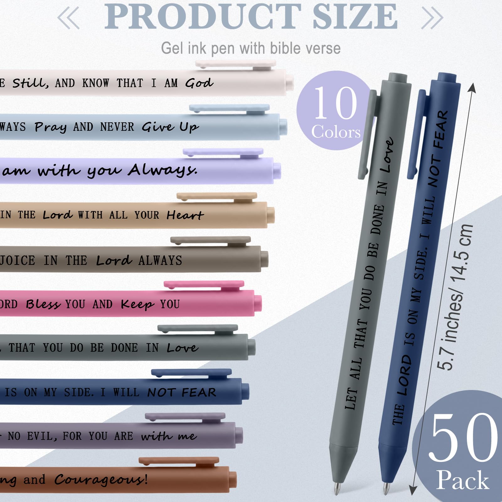 Crtiin 50 Pcs Inspirational Pens Bulk Light Hues, Christian Quotes