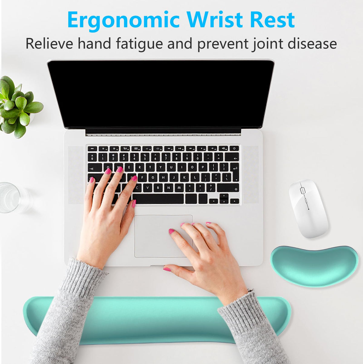 Dapesuom Enlarge Keyboard Wrist Rest, Memory Foam Wrist Cushion for Desk Mats Support, Cute Typing