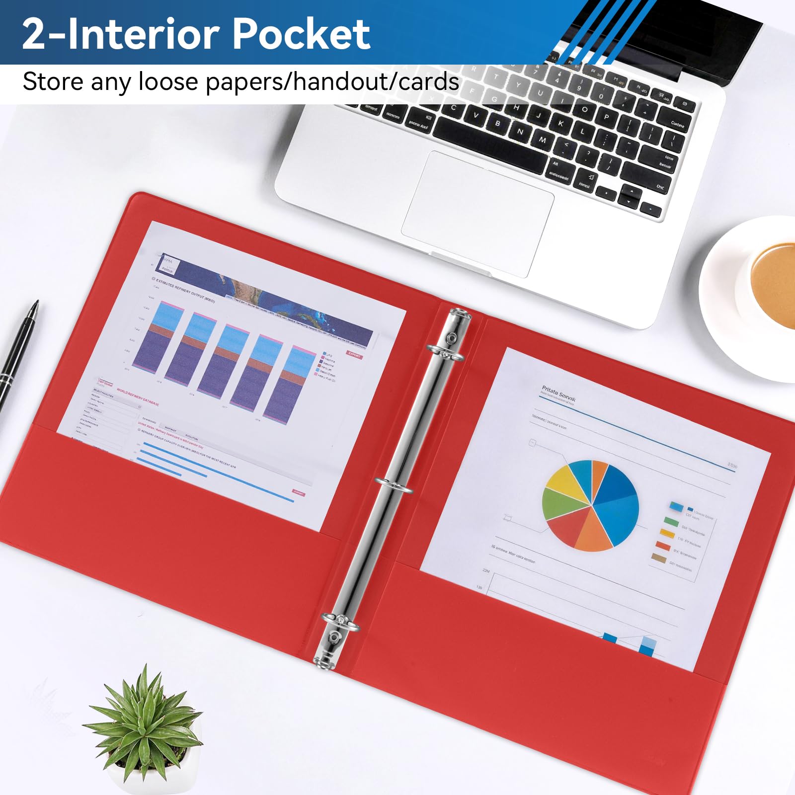 SUIN 1-inch 3 Ring Binder with 2 Interior Pockets, 1''Durable Binders Holds US Letter Size 8.5'' x