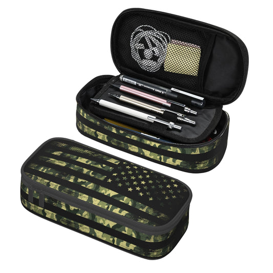 YIJIUWKIS Camo Pencil Box for Kids Adults, Usa Flag Style Pencil Case for Boys Girls, Green Pencil