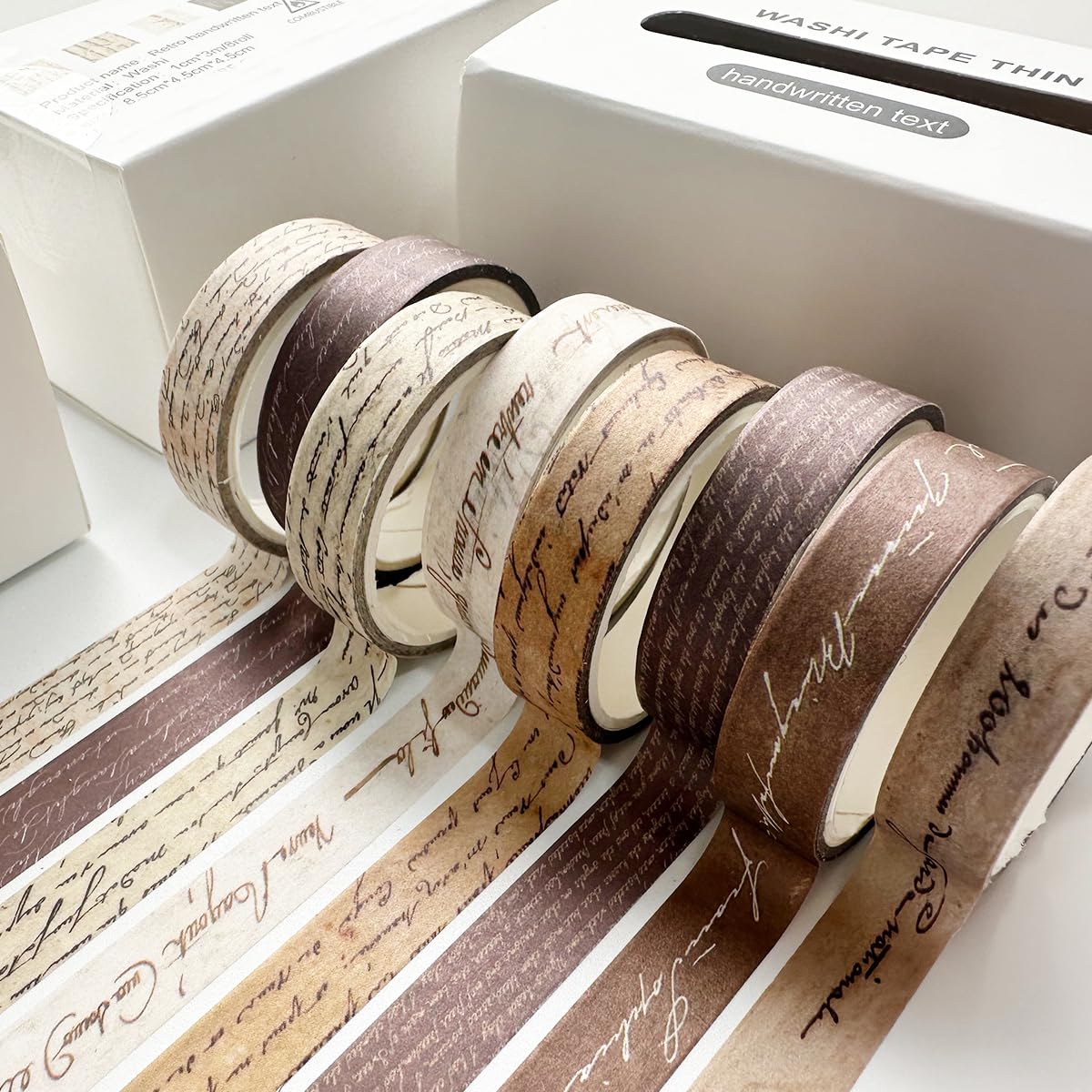 YUBX Vintage Washi Tape Set 8 Rolls Thin Retro Decorative Antique Patterns Masking Tapes for Arts
