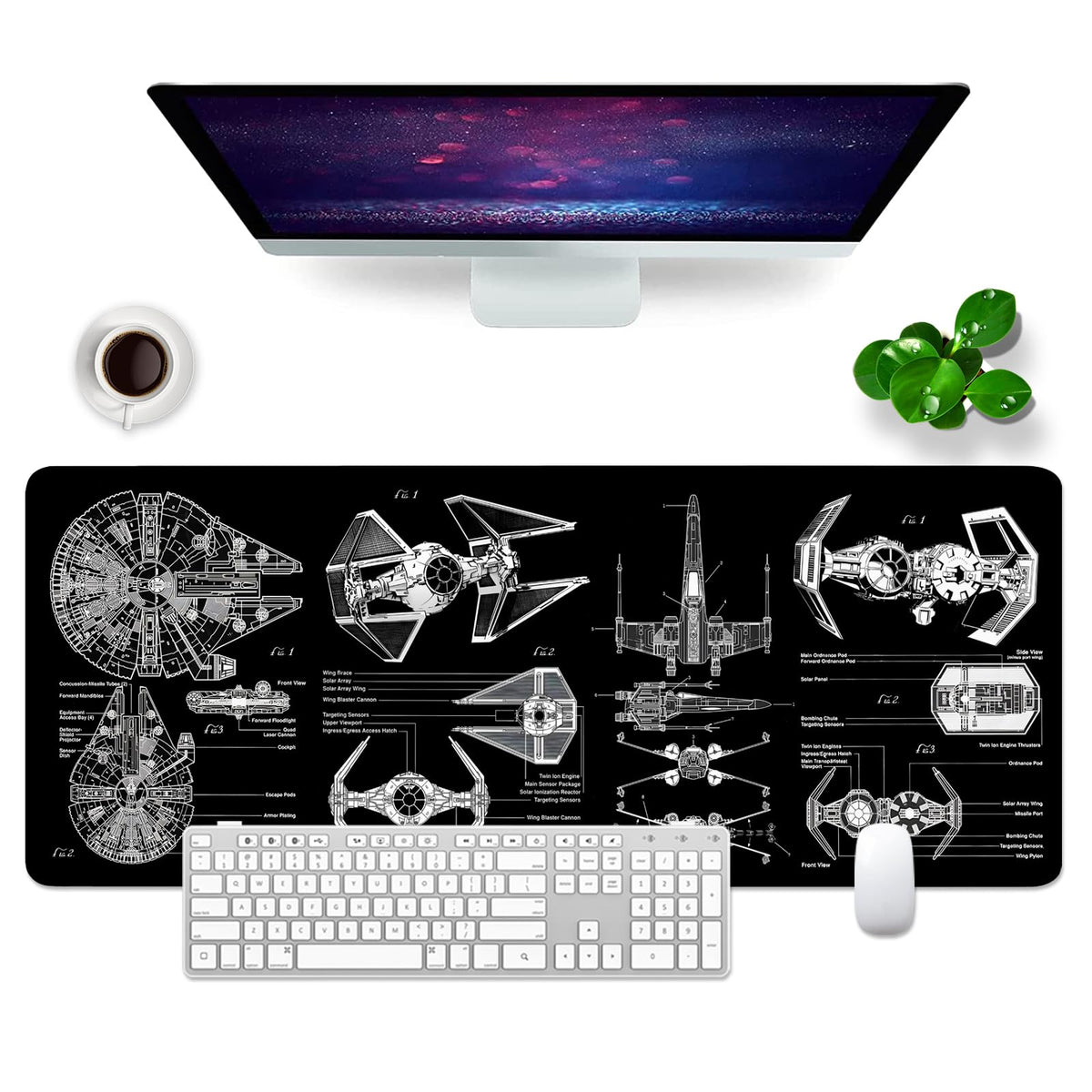 Black Gaming Mouse Pad Large Mouse Pad XL Desk Mat 31.5x11.8x0.12 inch Large Desk Pad Design