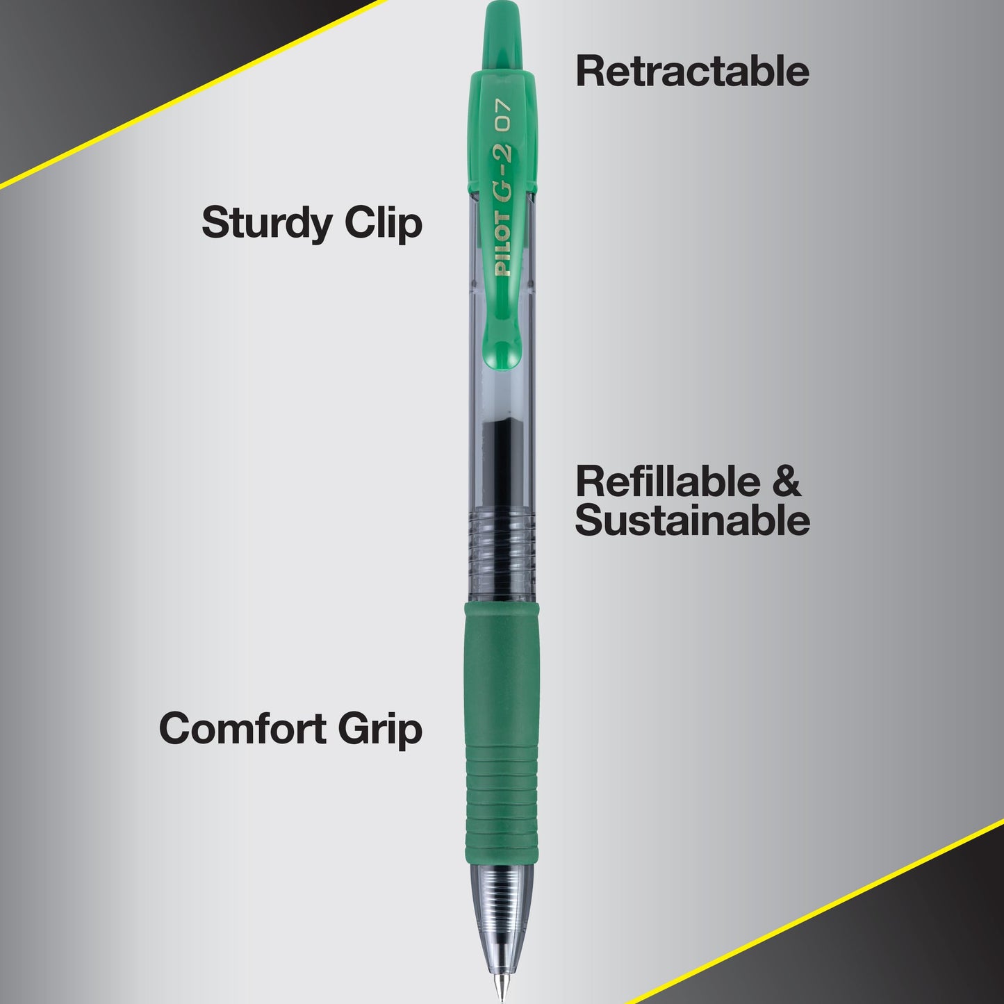 PILOT G2 Premium Gel Roller Pens, Green Ink Pens Fine Point, Pack of 12