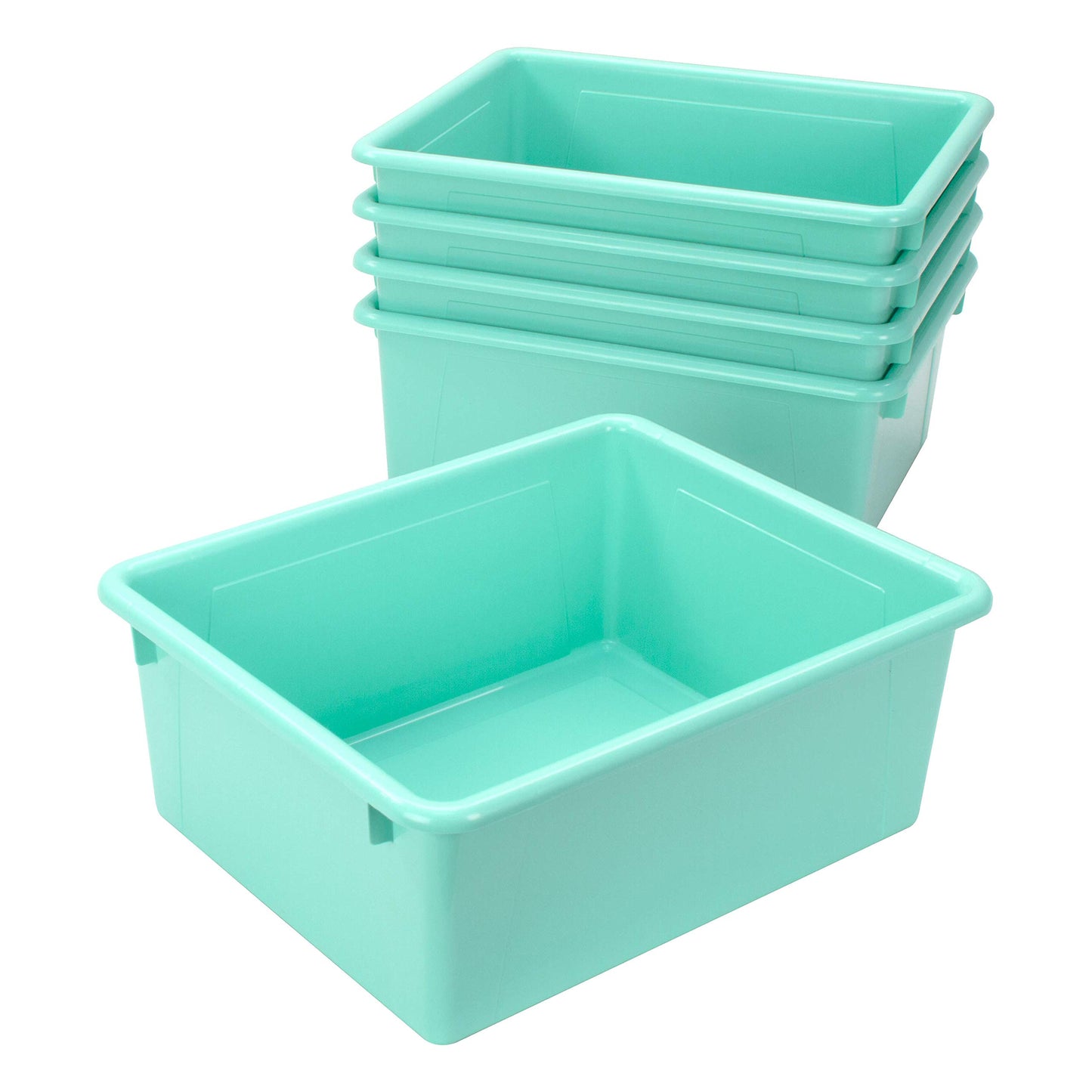 Storex Letter Size Deep Storage Tray – Organizer Bin for Classroom, Office and Home, Teal, 5-Pack
